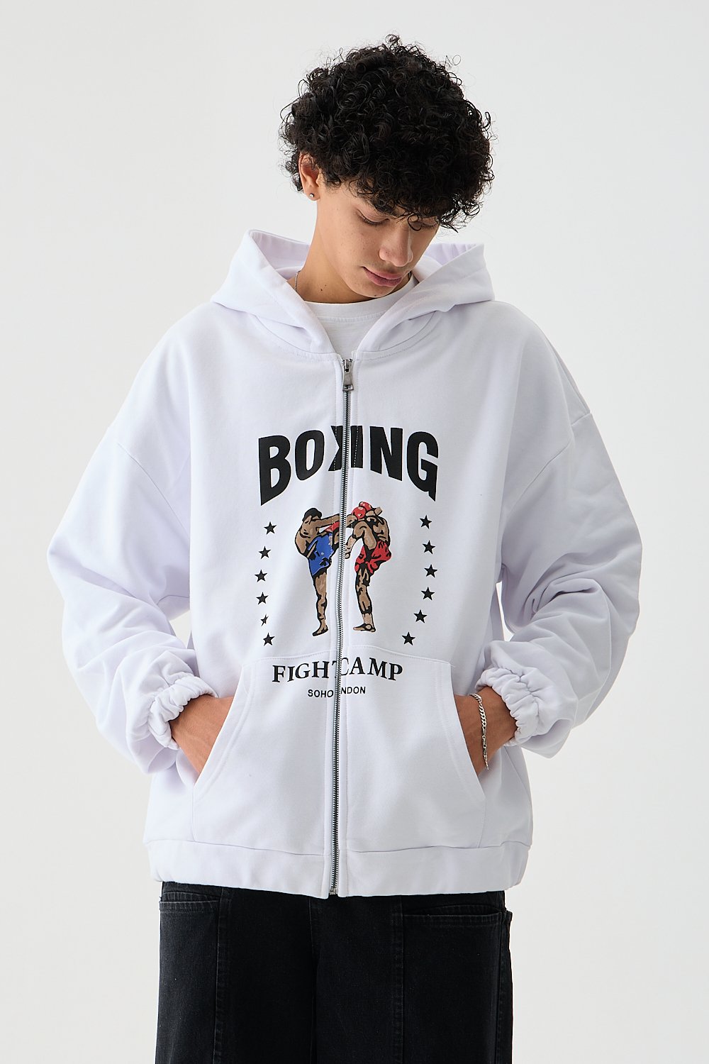 The Boxing Beyaz Zip Hoodie