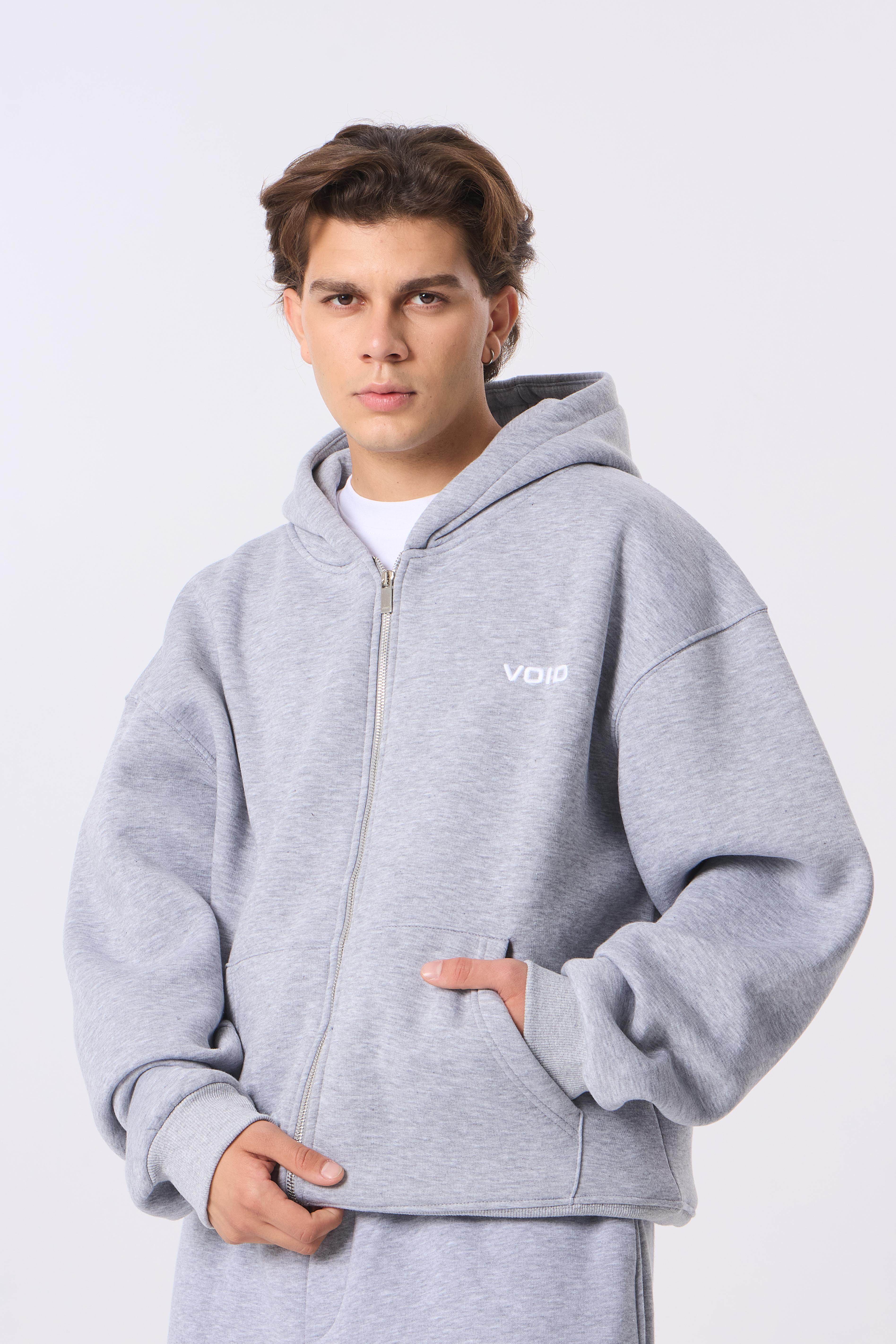 VOID Nakışlı Premium Zip Oversize Hoodie