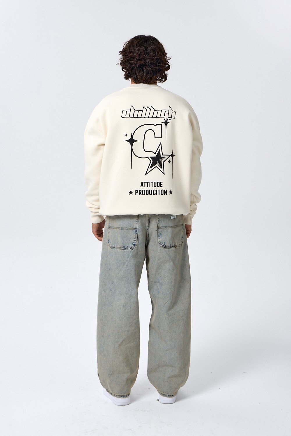 ChillHigh Baskı Detaylı Siyah Oversize Sweatshirt