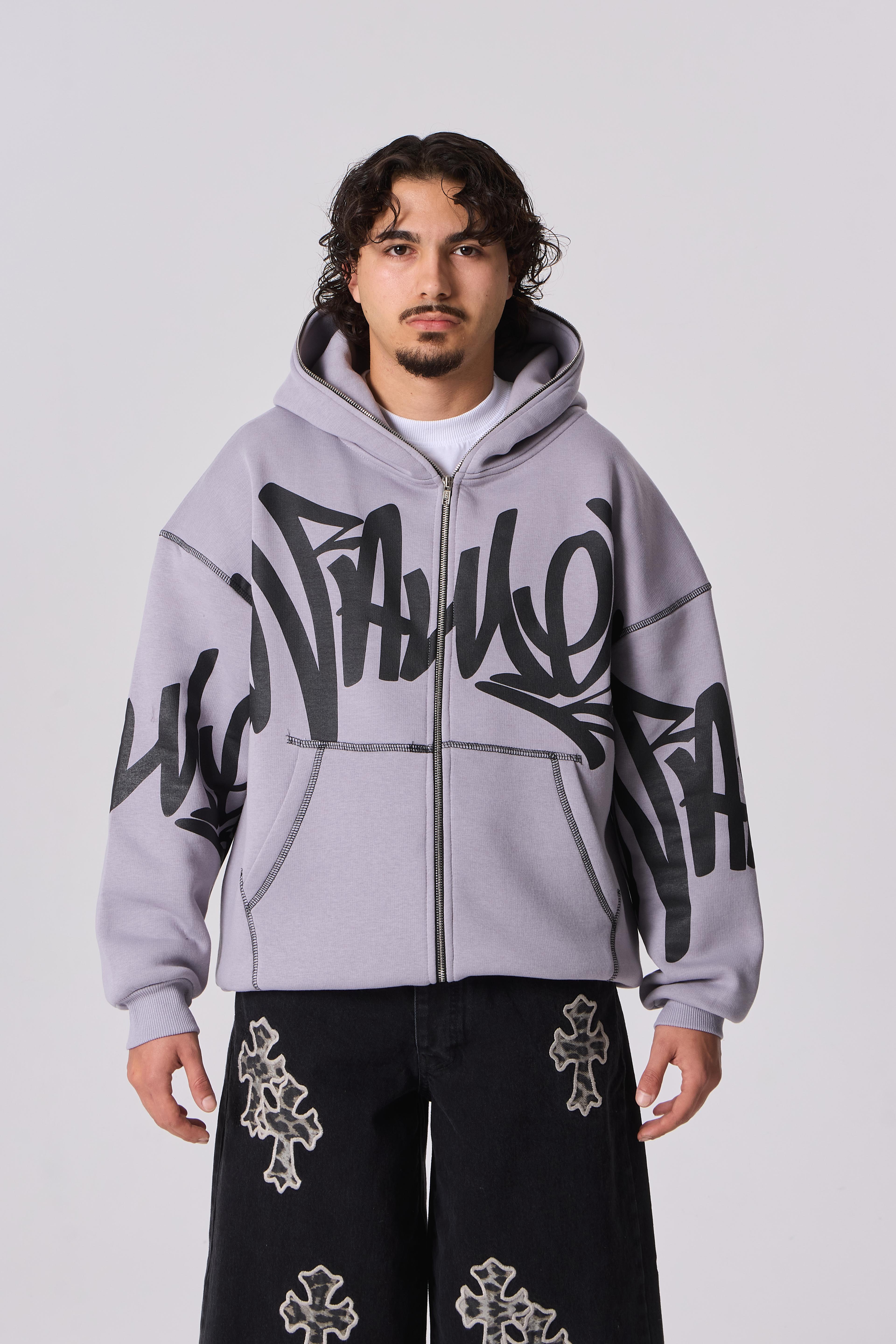 Karyoka Baskılı Full-Zip Kapüşonlu Sweatshirt