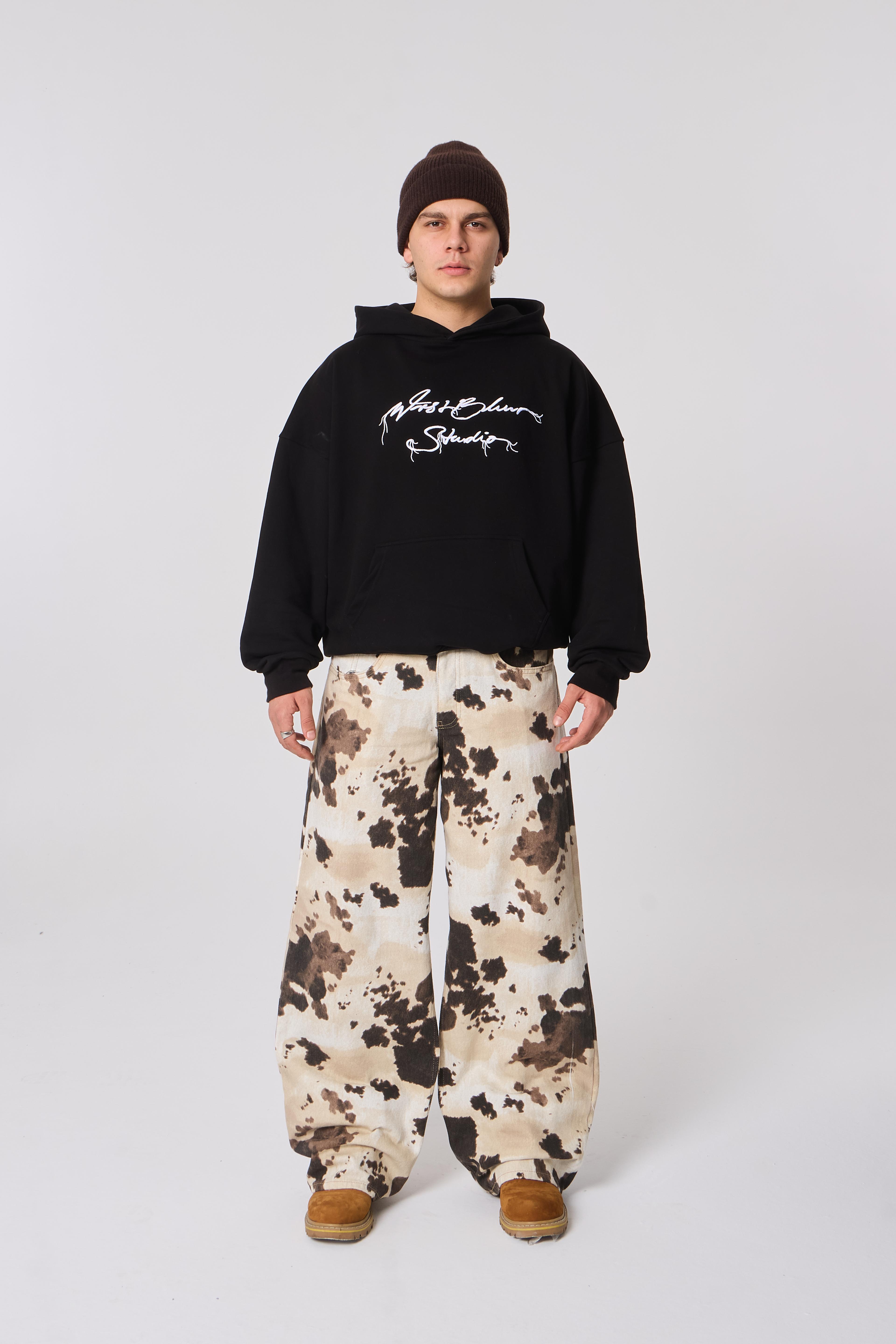 WRSTBHVR Graffiti Nakışlı Kapüşonlu Oversize Sweatshirt