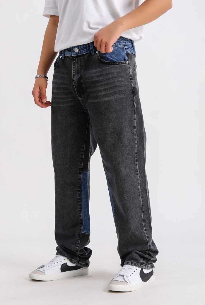 Çift Renk Denim Relaxed Fit Pantolon