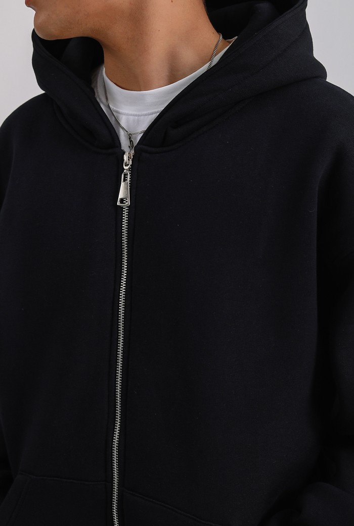 Siyah Premium Oversize Zip Hoodie