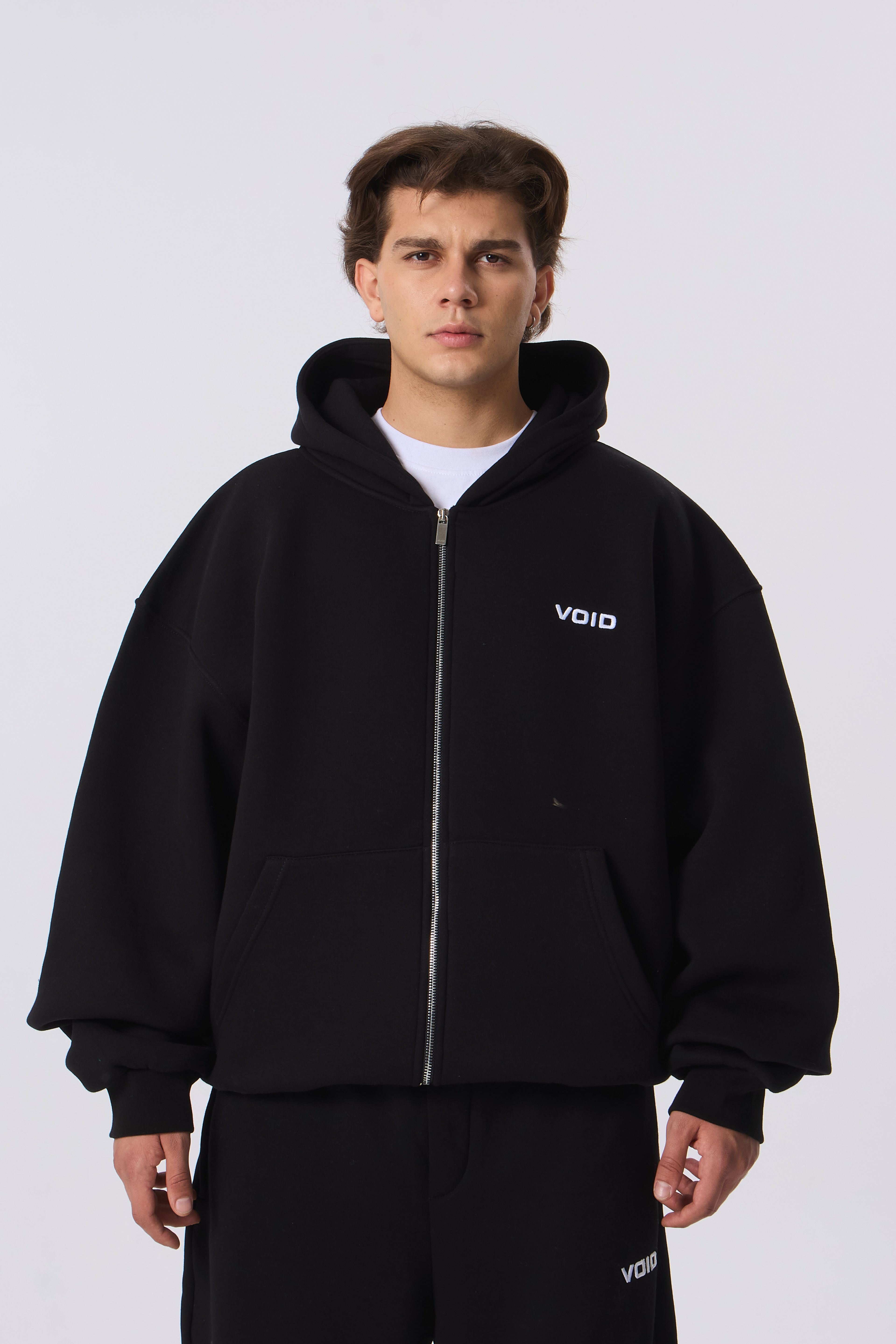 VOID Nakışlı Premium Zip Oversize Hoodie