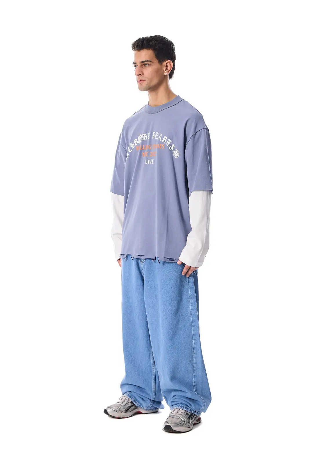 Chrome Hearts Baskılı Distressed Detay Premium Oversize Long