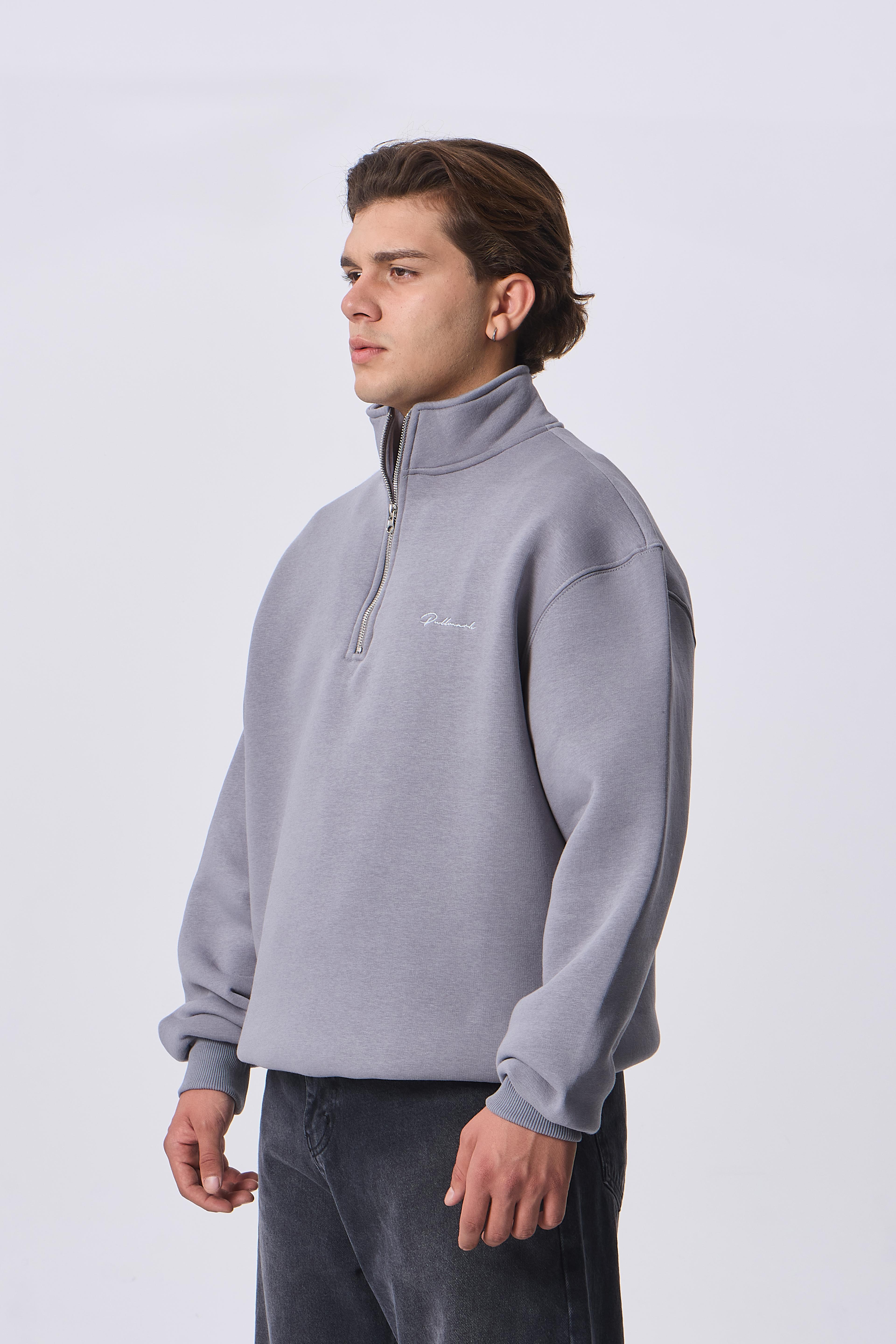 Premium Half-Zip Nakış Detaylı Sweatshirt