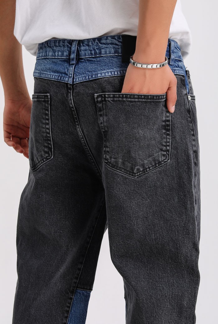 Çift Renk Denim Relaxed Fit Pantolon