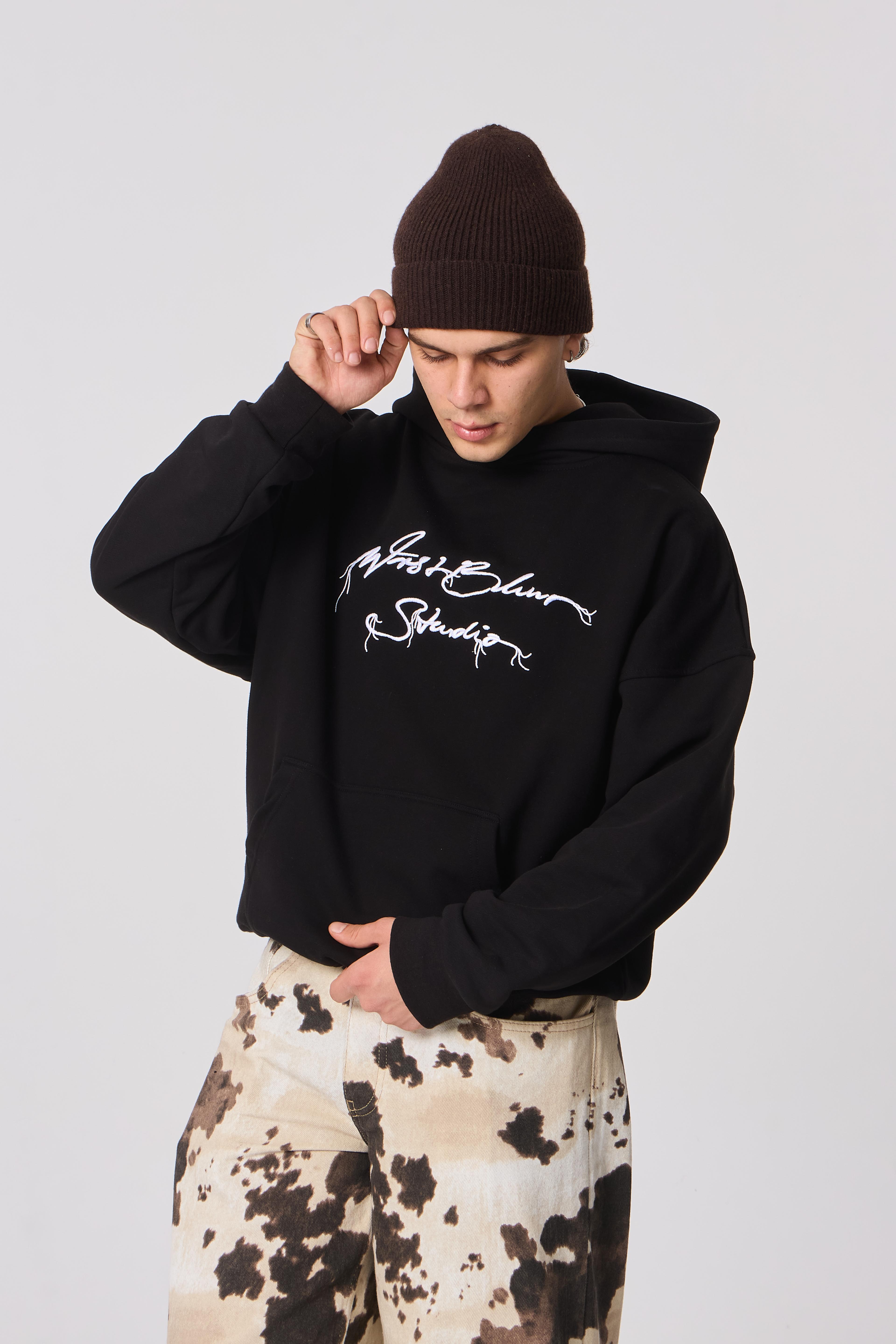 WRSTBHVR Graffiti Nakışlı Kapüşonlu Oversize Sweatshirt