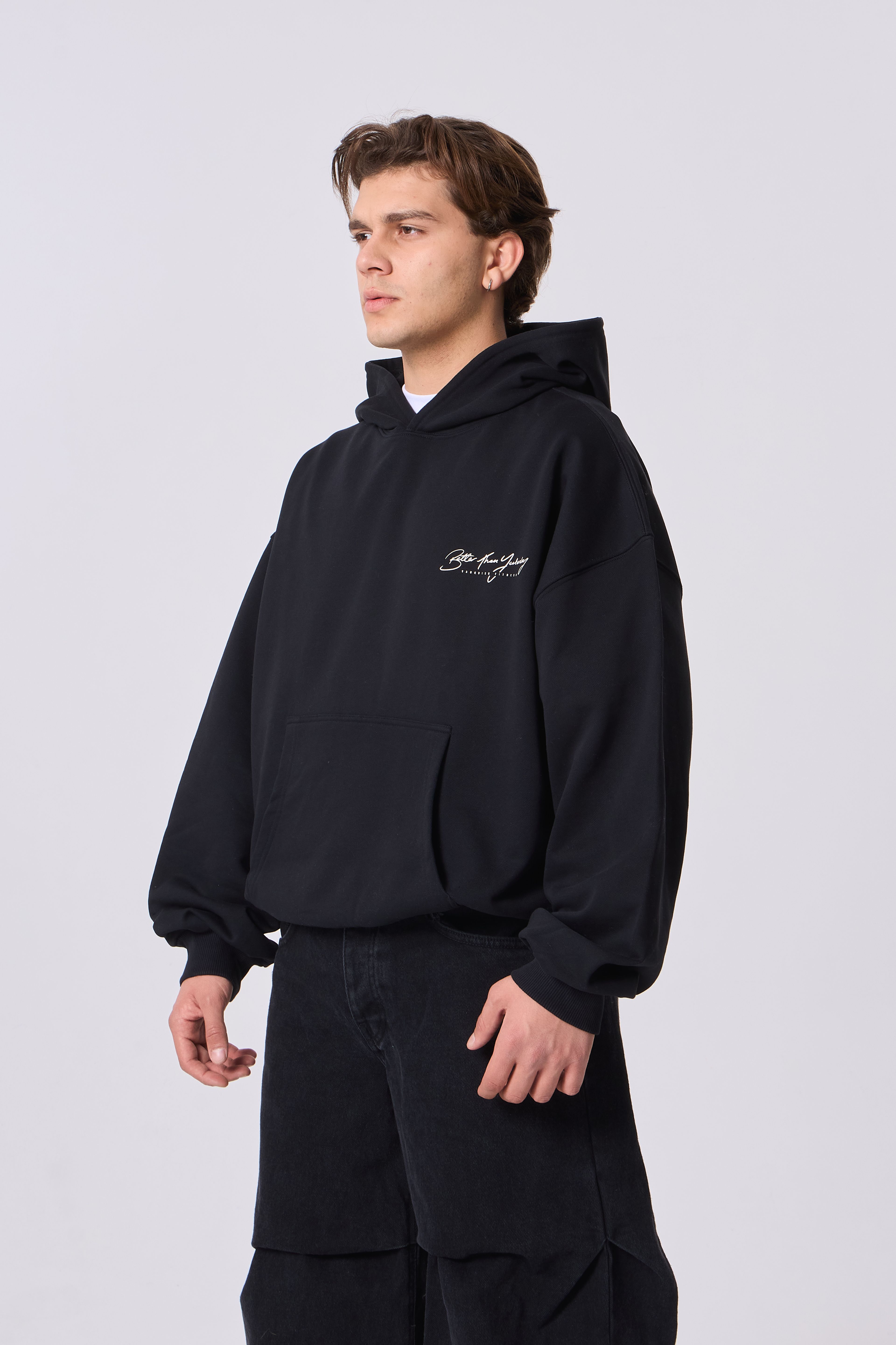 Better Than Yesterday Baskılı Kapüşonlu Oversize Sweatshirt