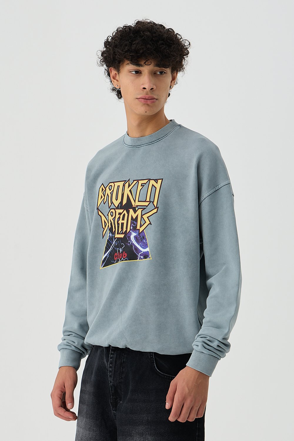 Broken Dreams Baskılı Oversize Sweatshirt