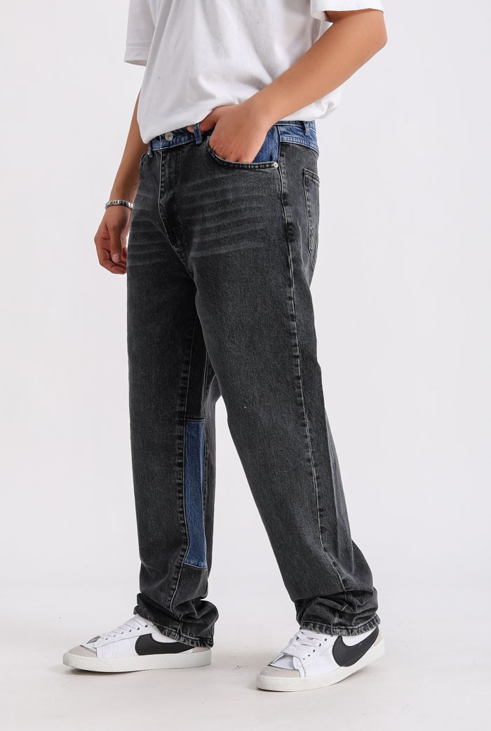 Çift Renk Denim Relaxed Fit Pantolon