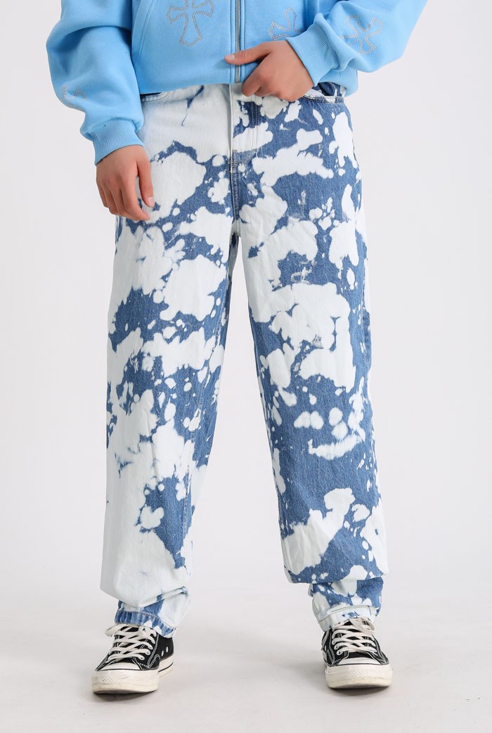 Premium Batik Yıkamalı Regular Pantolon - Mavi
