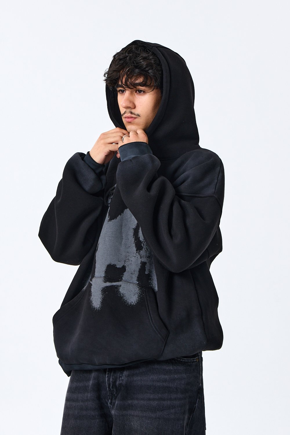 Shadow Baskılı Premium Oversize Kapüşonlu Sweatshirt