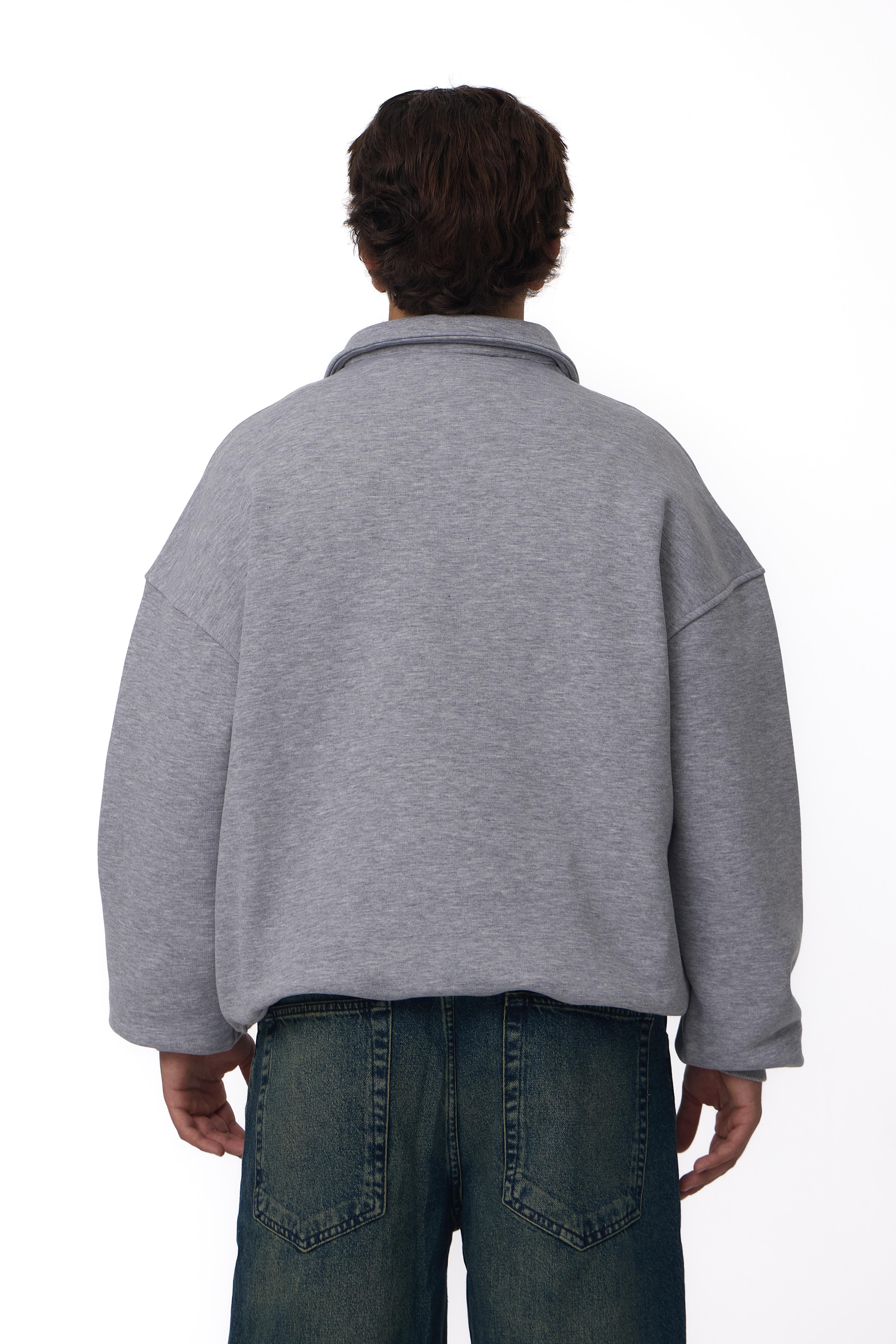 Dash Made Nakışlı V Yaka Oversize Sweatshirt