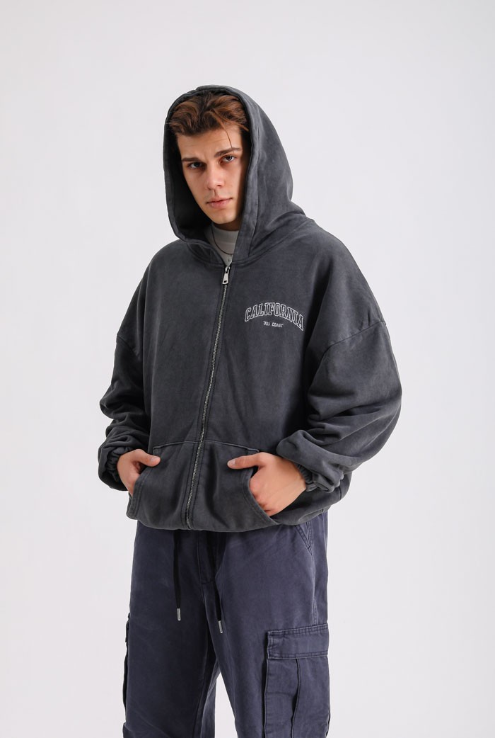 California Washed Premium Zip Oversize Hoodie