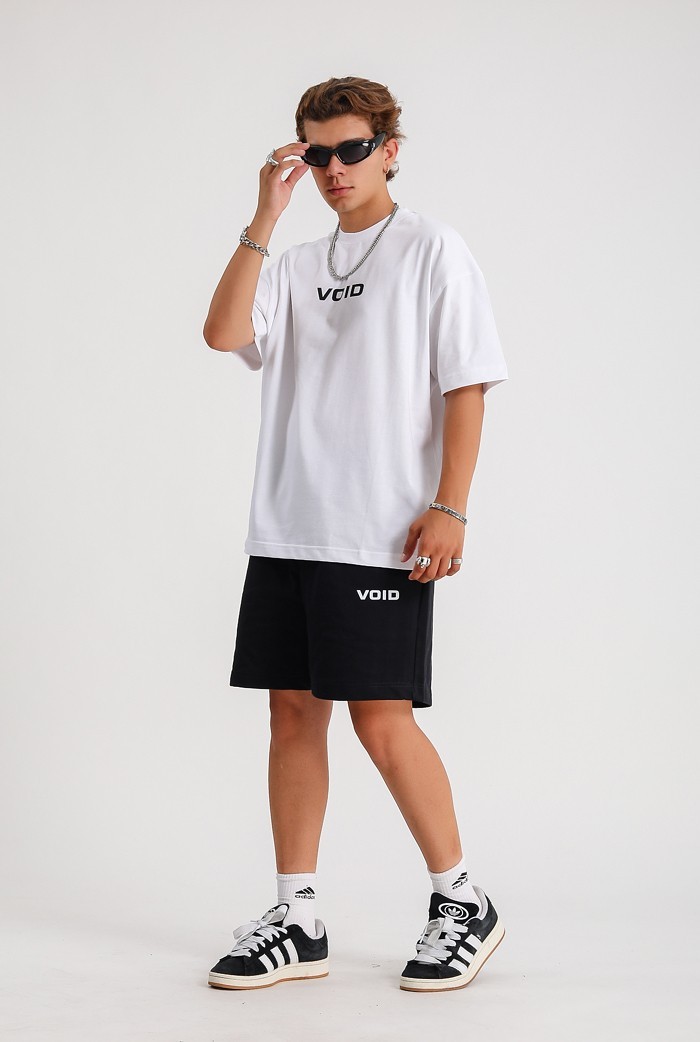 VOID Chest Logo Beyaz Basic Oversize Tişört