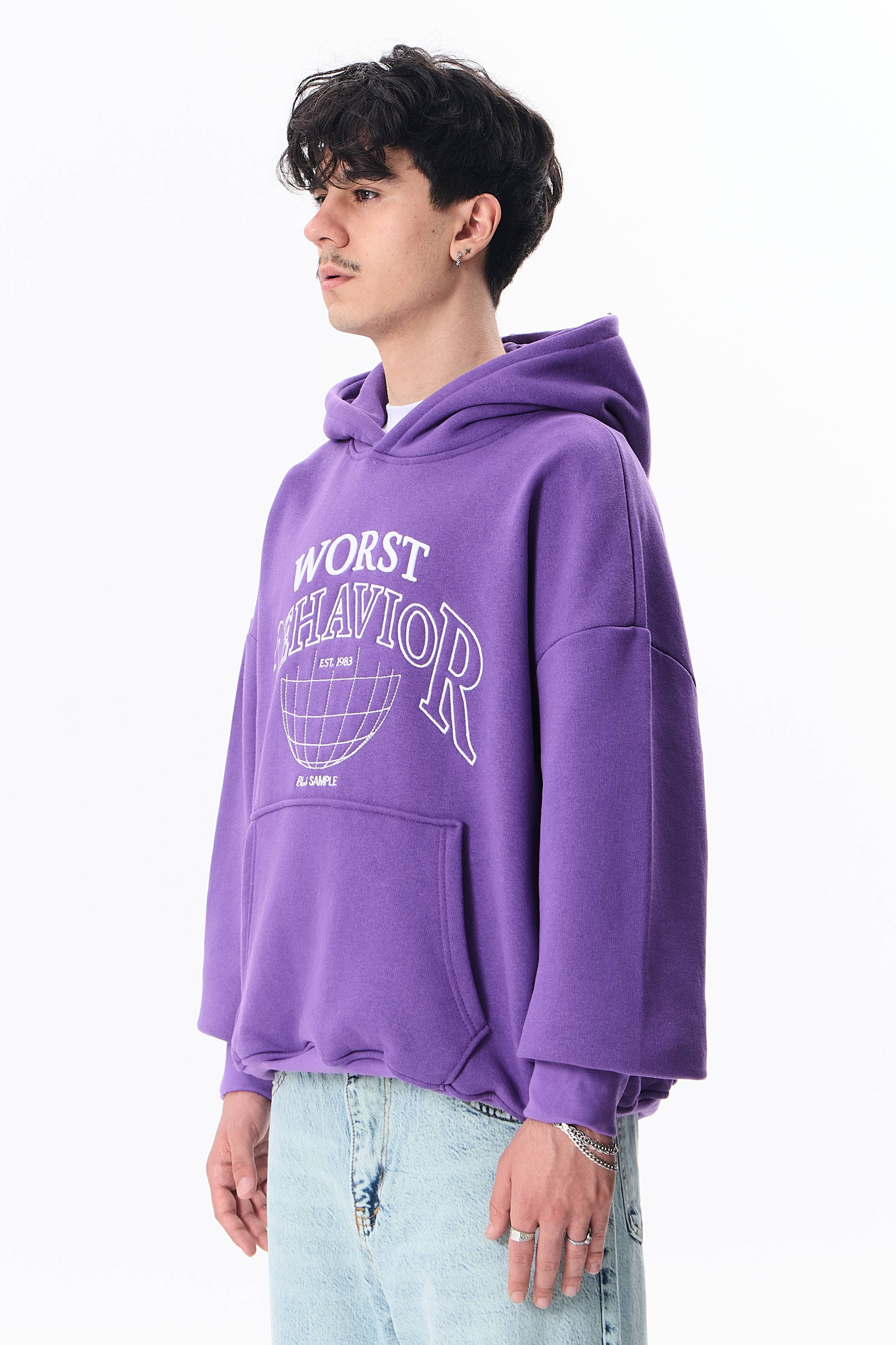 Worst Behavior Nakışlı Premium Oversize Sweatshirt