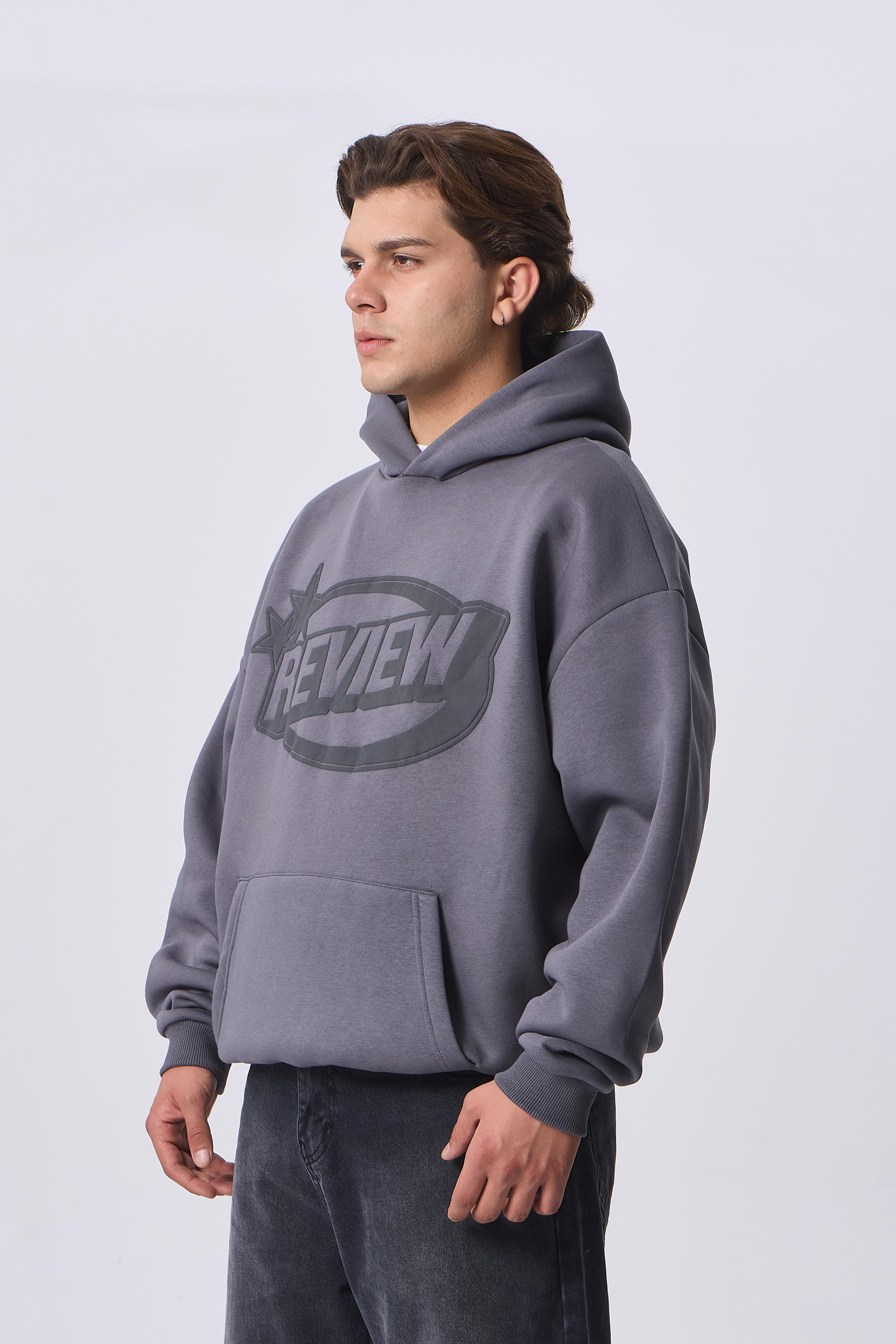 RVW Kabartma Detaylı Oversize Kapüşonlu Sweatshirt