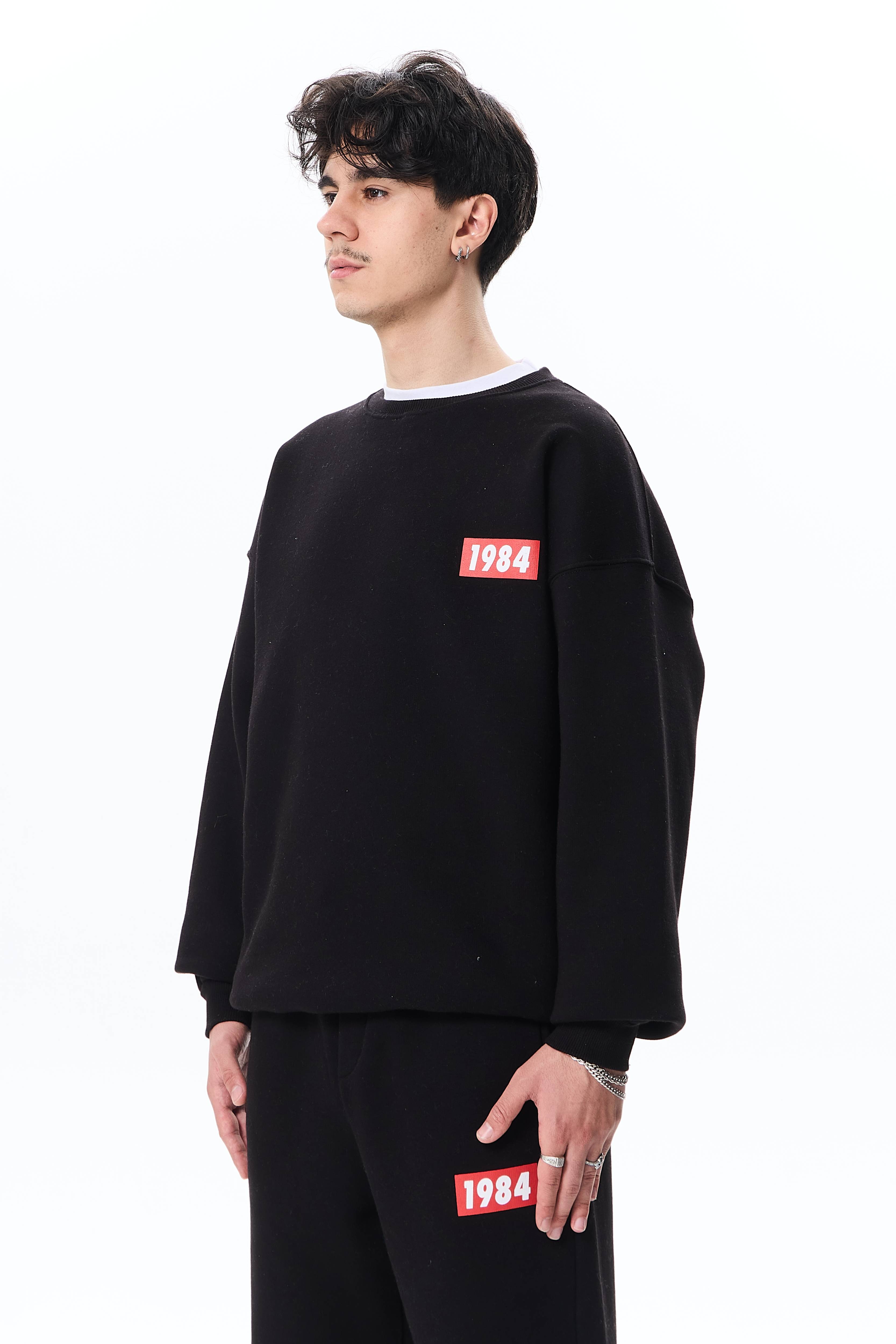 1984 Baskı Detaylı Premium Oversize Sweatshirt