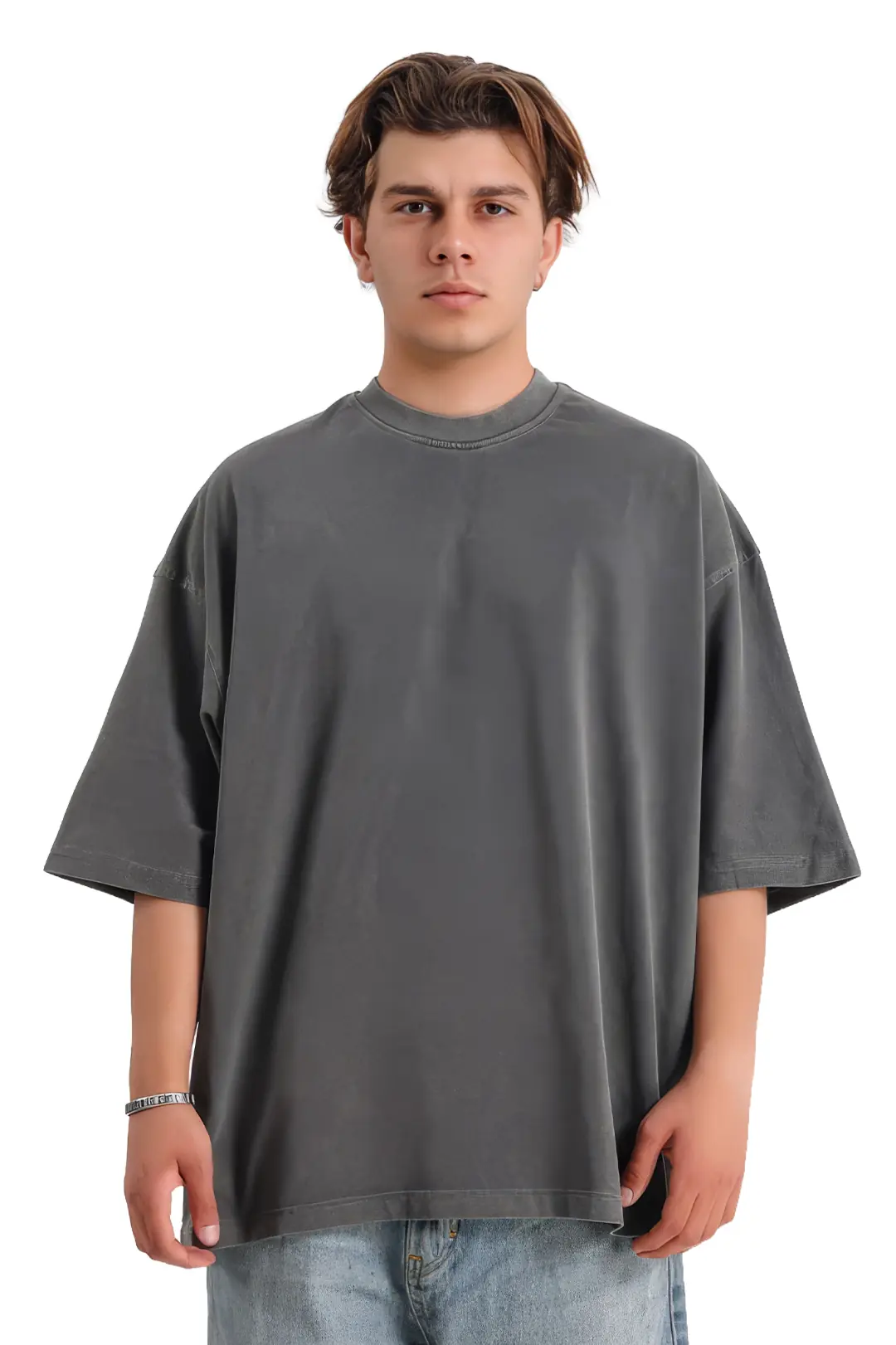 VOID Antrasit Yıkamalı Oversize Basic Tişört