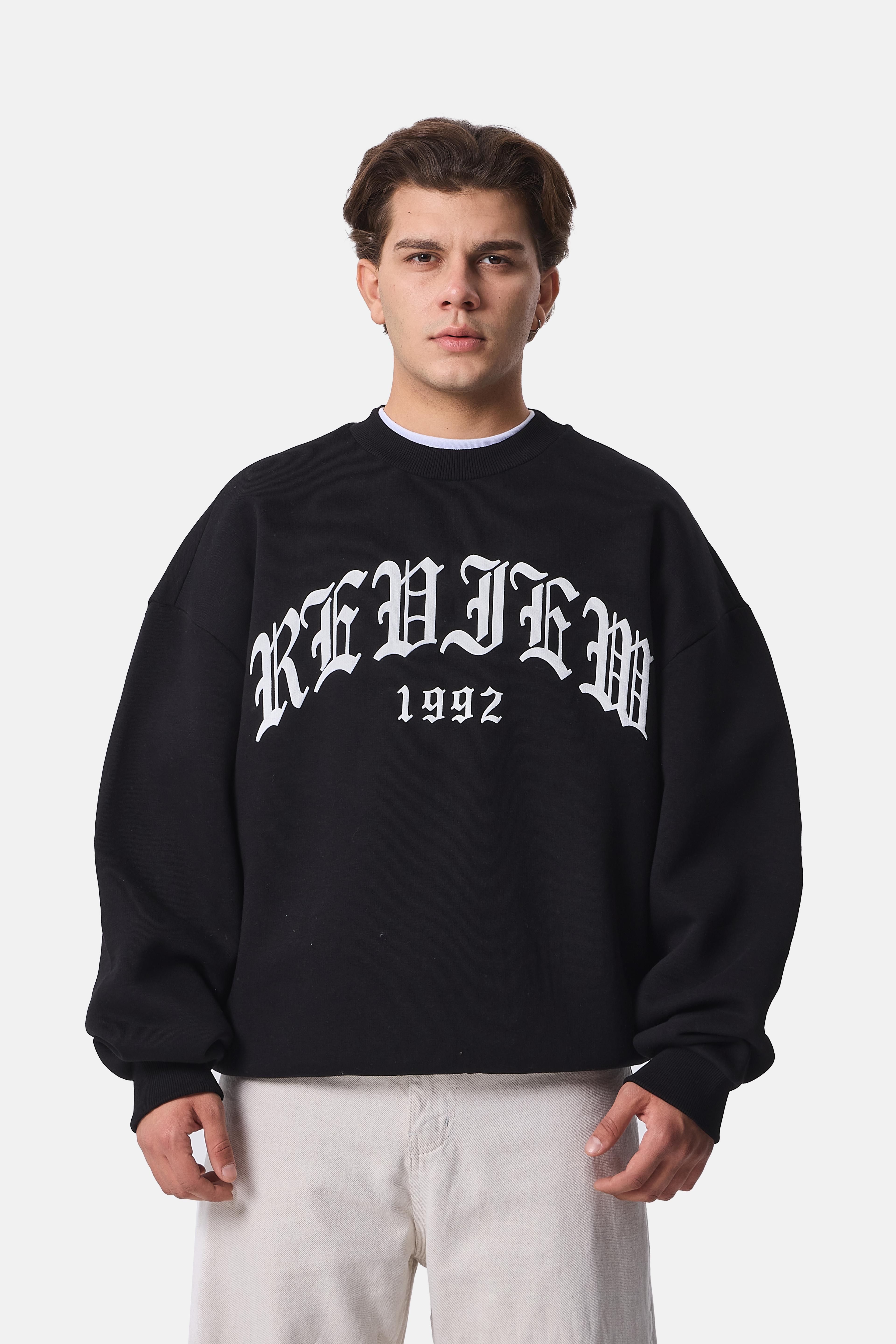 RVW 1992 Baskılı Premium Oversize Sweatshirt - Siyah