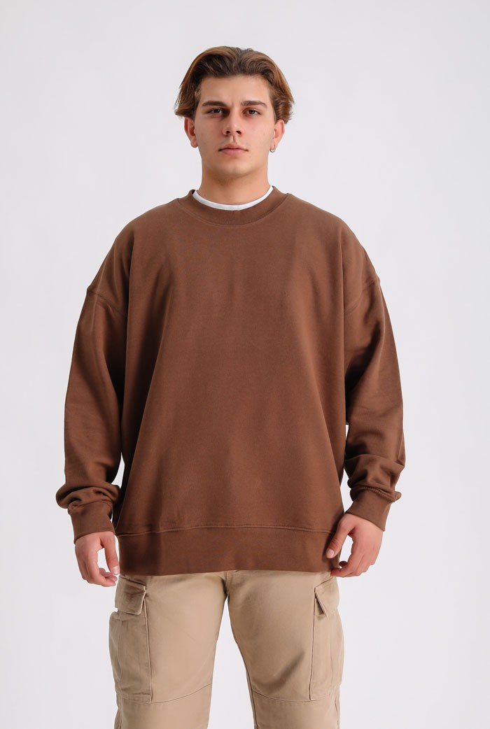 Ekstra Oversize Kahverengi Sweatshirt