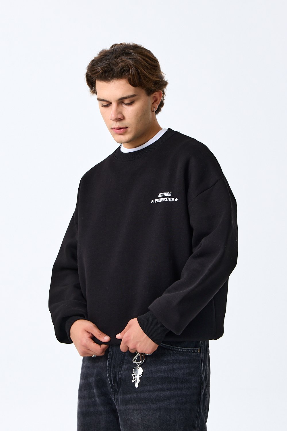 ChillHigh Baskı Detaylı Siyah Oversize Sweatshirt