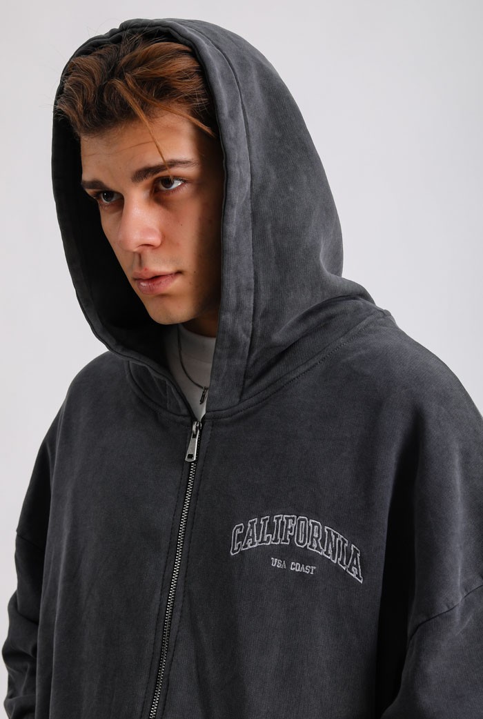 California Washed Premium Zip Oversize Hoodie