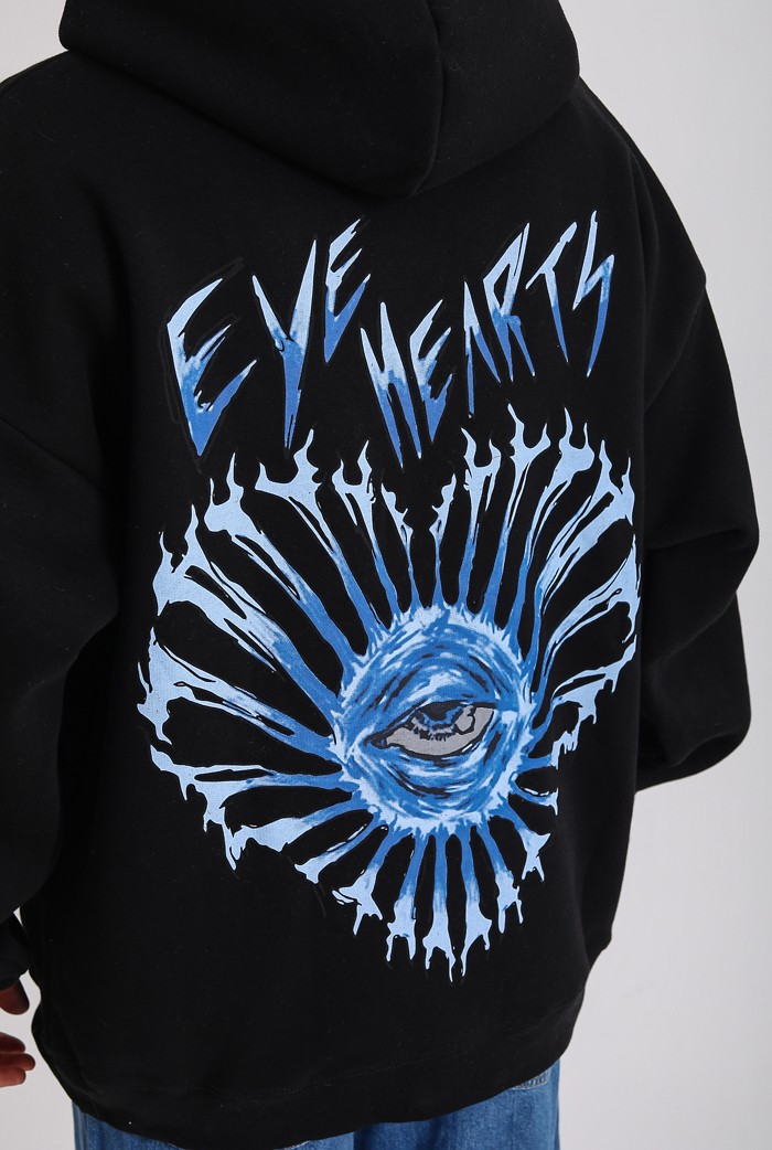 EYE HEARTS Black Premium Oversize Hoodie