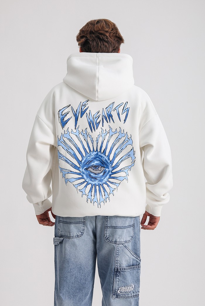 EYE HEARTS White Premium Oversize Hoodie