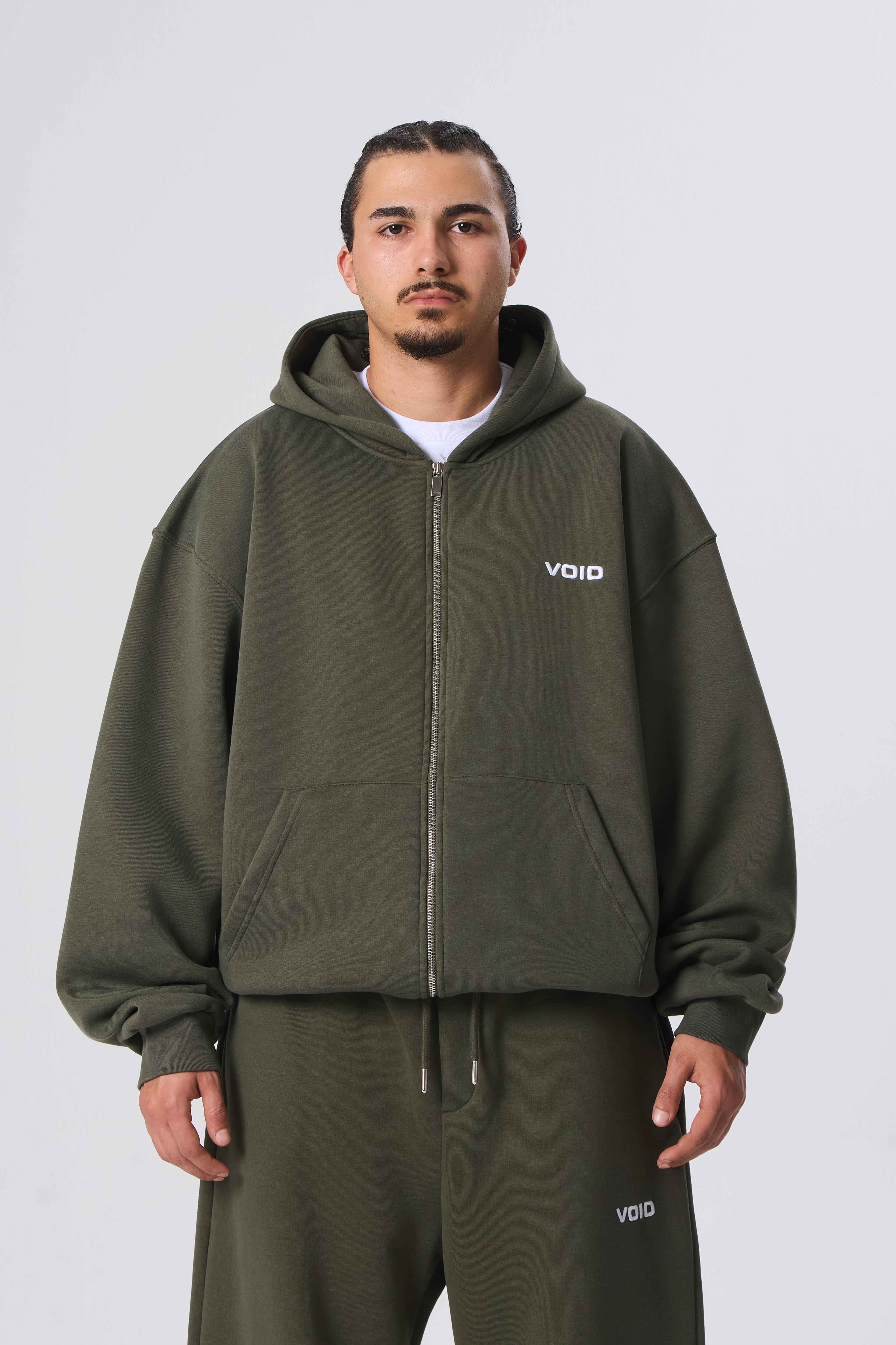 VOID Nakışlı Premium Zip Oversize Hoodie