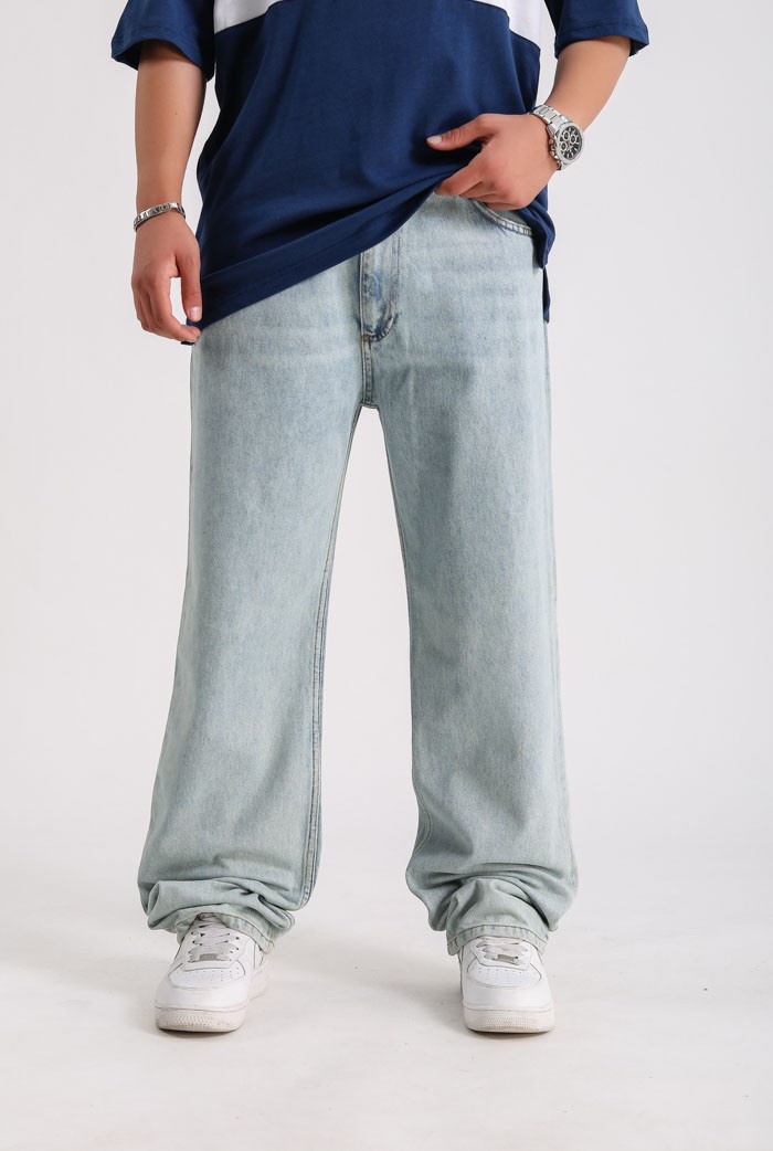 PGDR Buz Mavisi Püskül Paça Detay Baggy Pantolon
