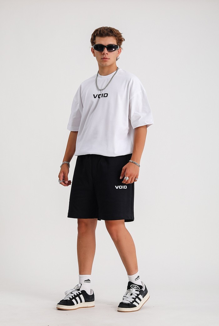 VOID Chest Logo Beyaz Basic Oversize Tişört