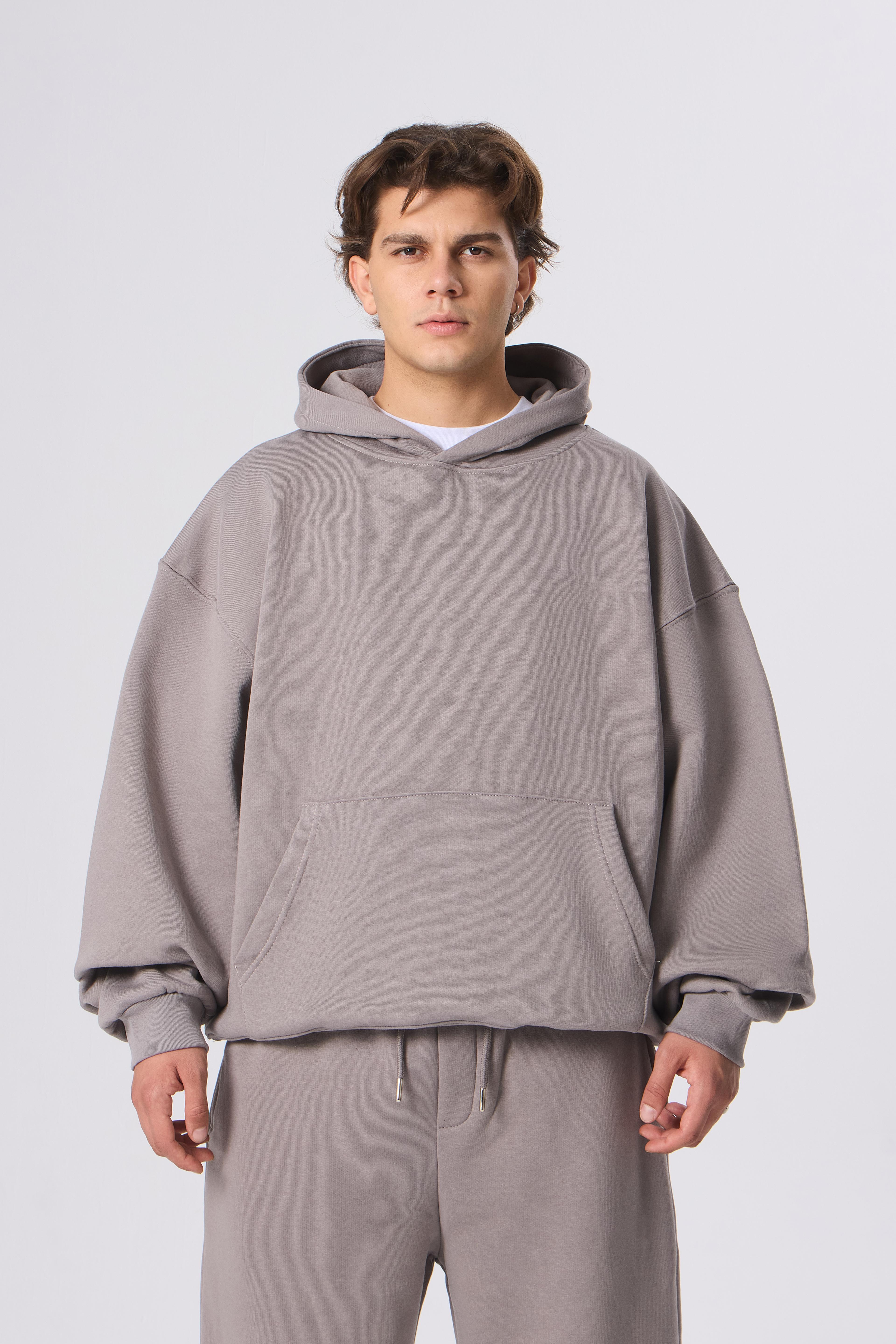 VOID Basic Premium Oversize Hoodie - Taş Gri