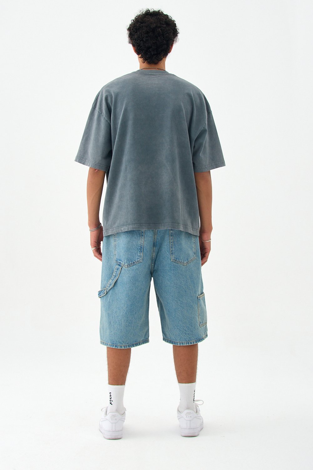 Taş Detaylı Hindu Acid Wash Oversize Tişört