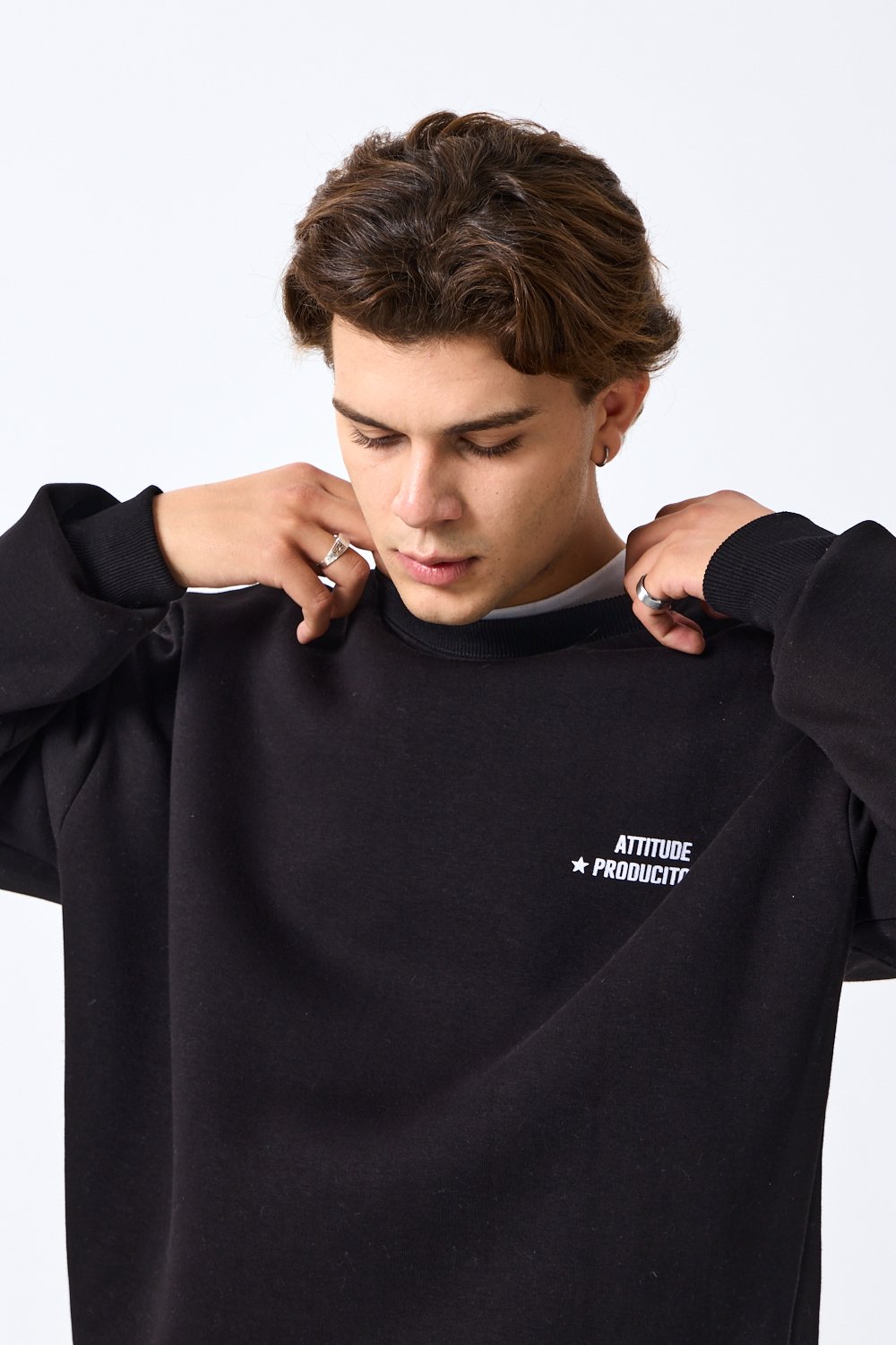 ChillHigh Baskı Detaylı Siyah Oversize Sweatshirt