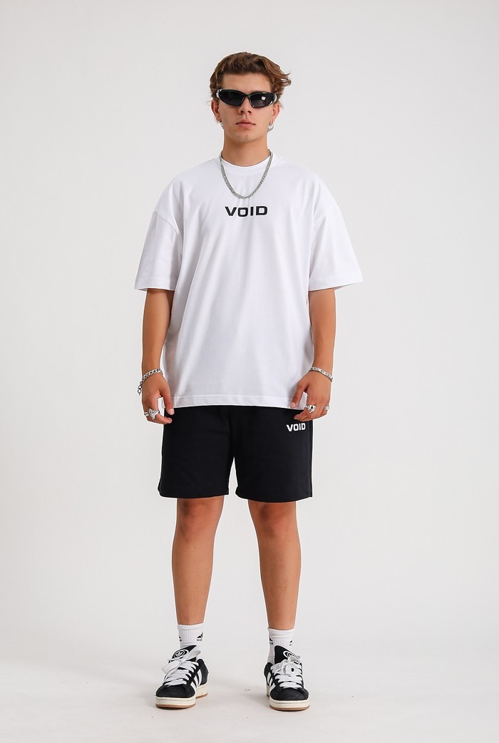 VOID Chest Logo Beyaz Basic Oversize Tişört