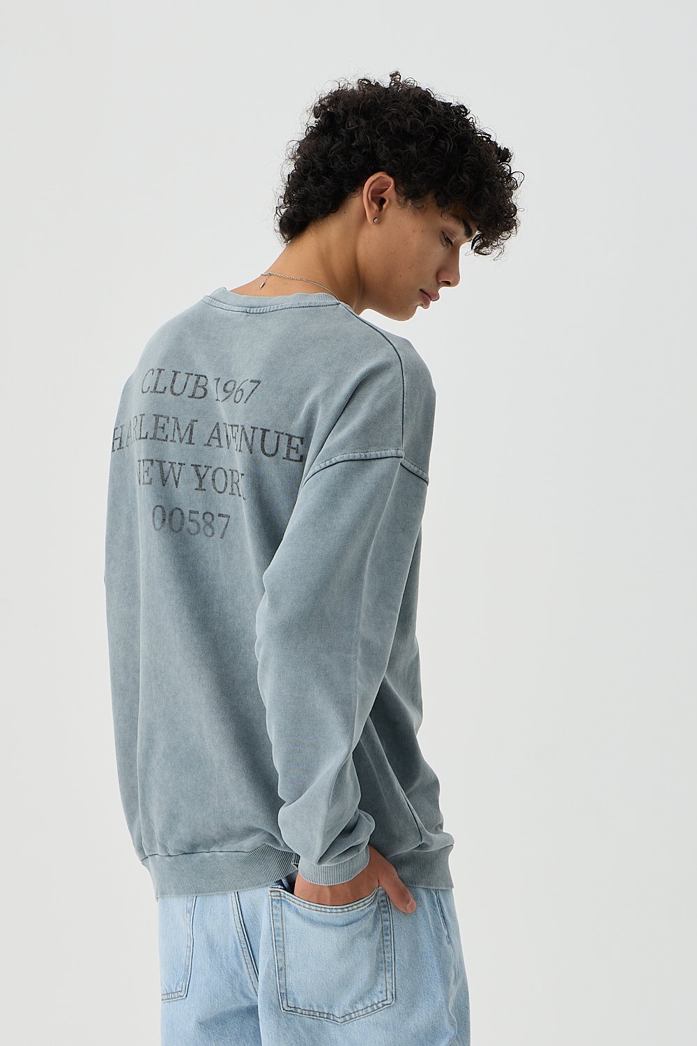 Club 1966 Açık Antrasit Yıkamalı Sweatshirt