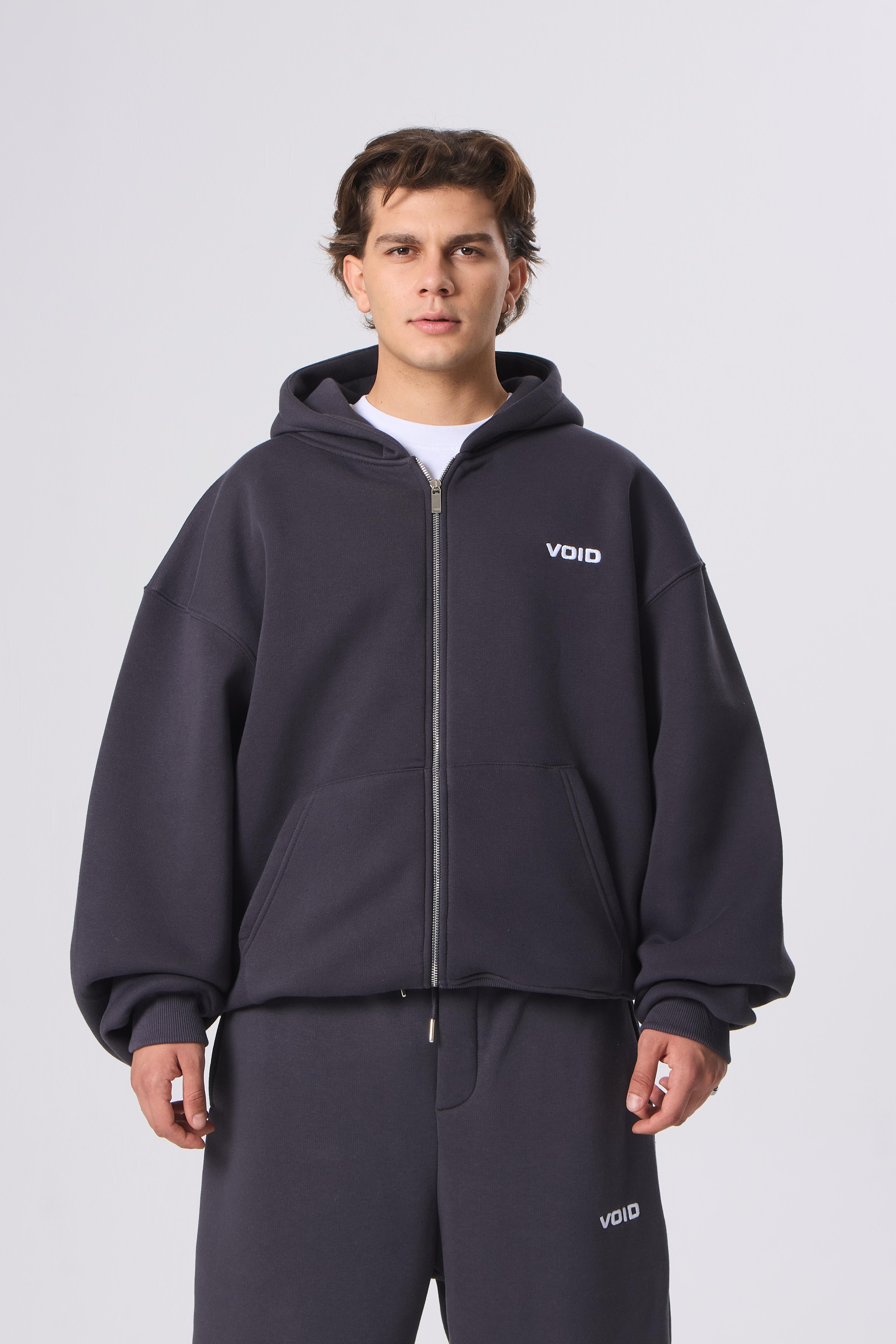 VOID Nakışlı Premium Zip Oversize Hoodie