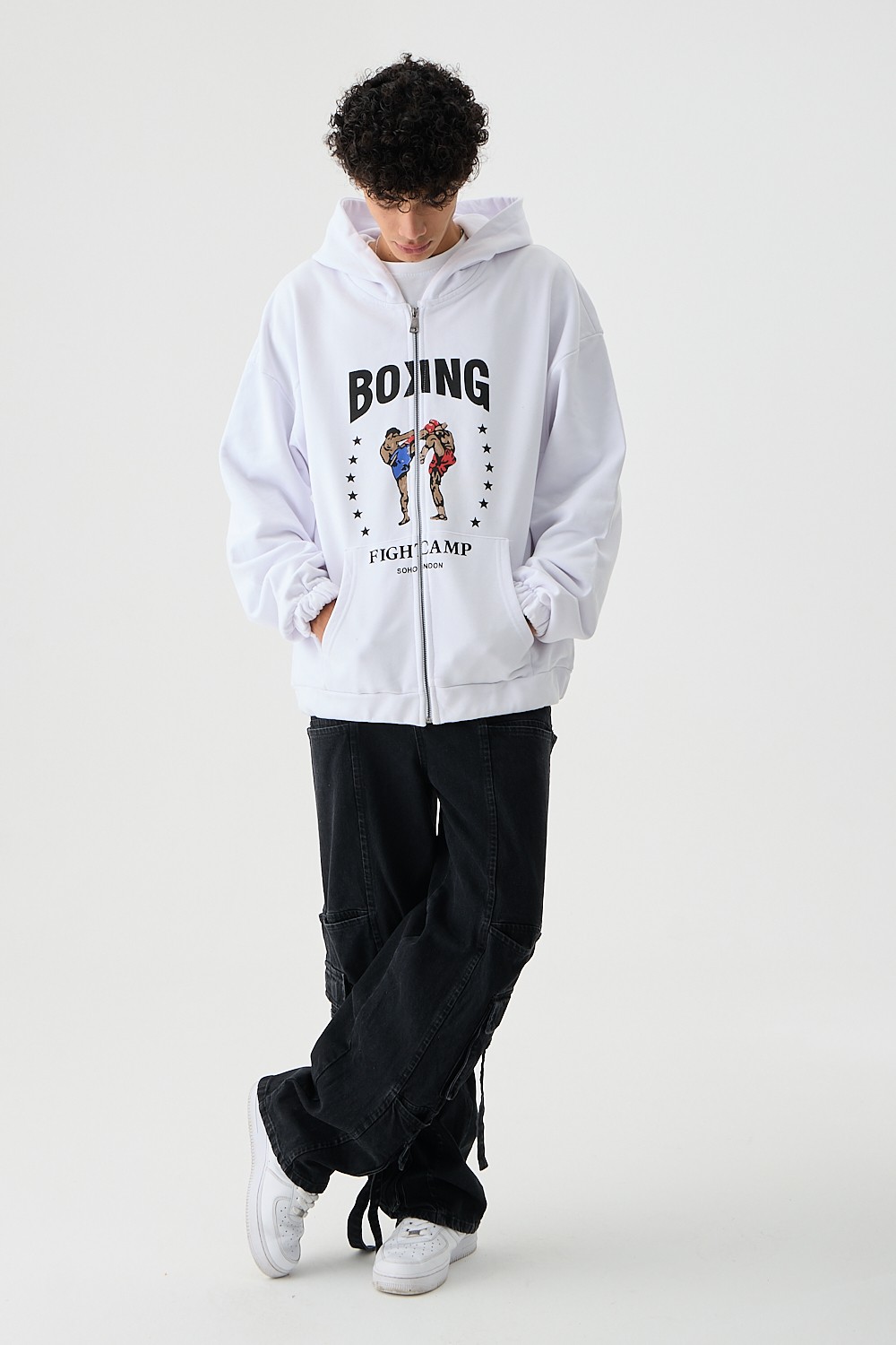 The Boxing Beyaz Zip Hoodie