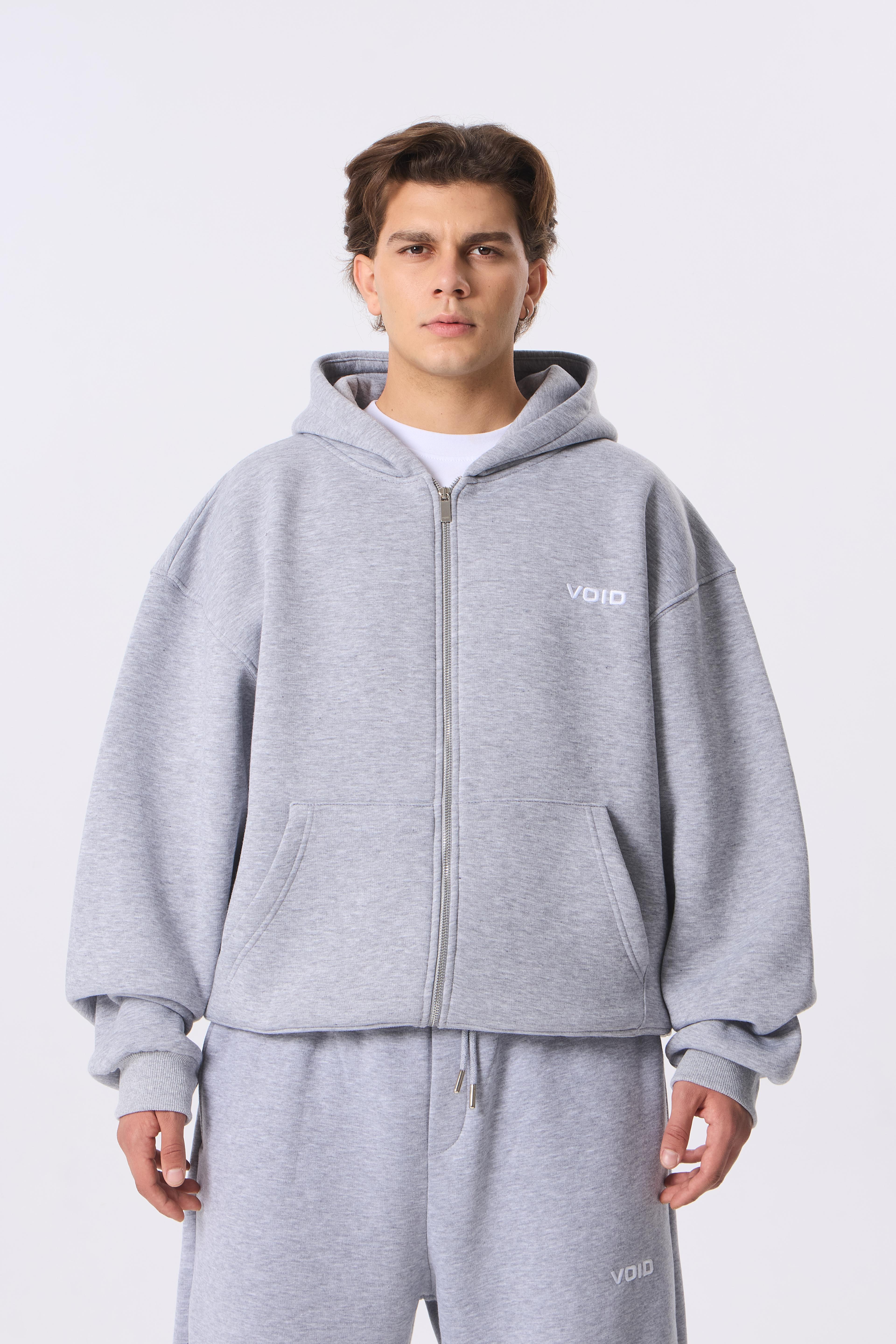 VOID Nakışlı Premium Zip Oversize Hoodie