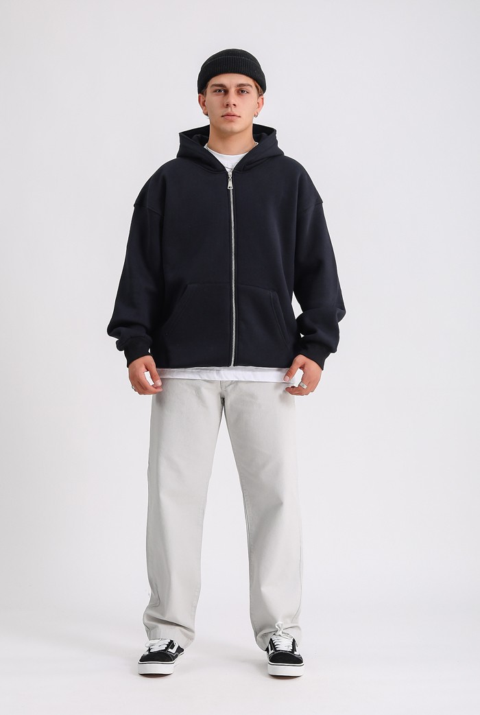 Siyah Premium Oversize Zip Hoodie