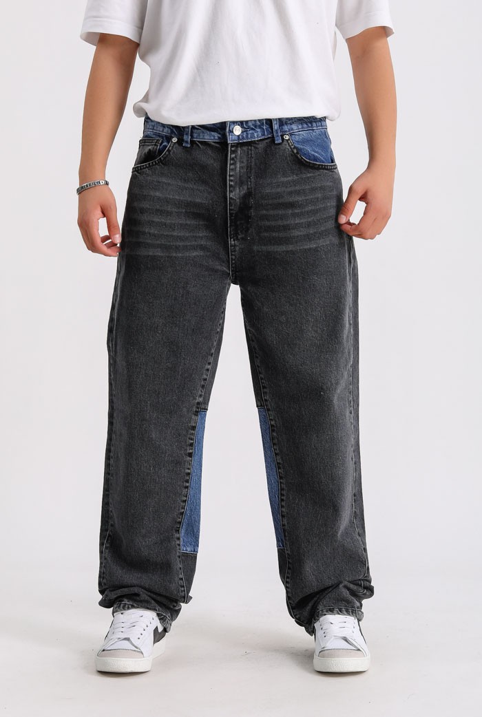 Çift Renk Denim Relaxed Fit Pantolon