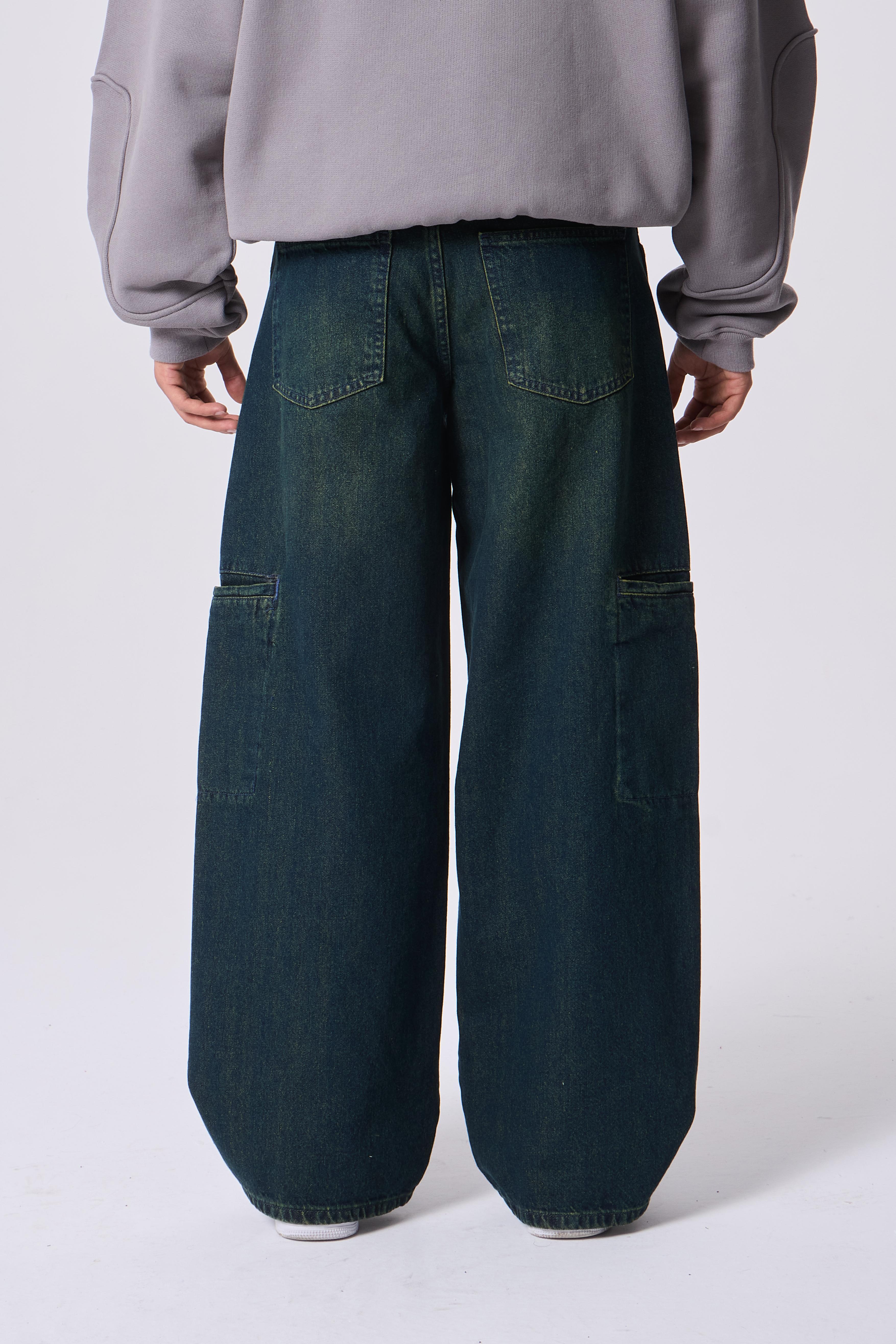 Yan Cep Detaylı Acid Wash Baggy Pantolon