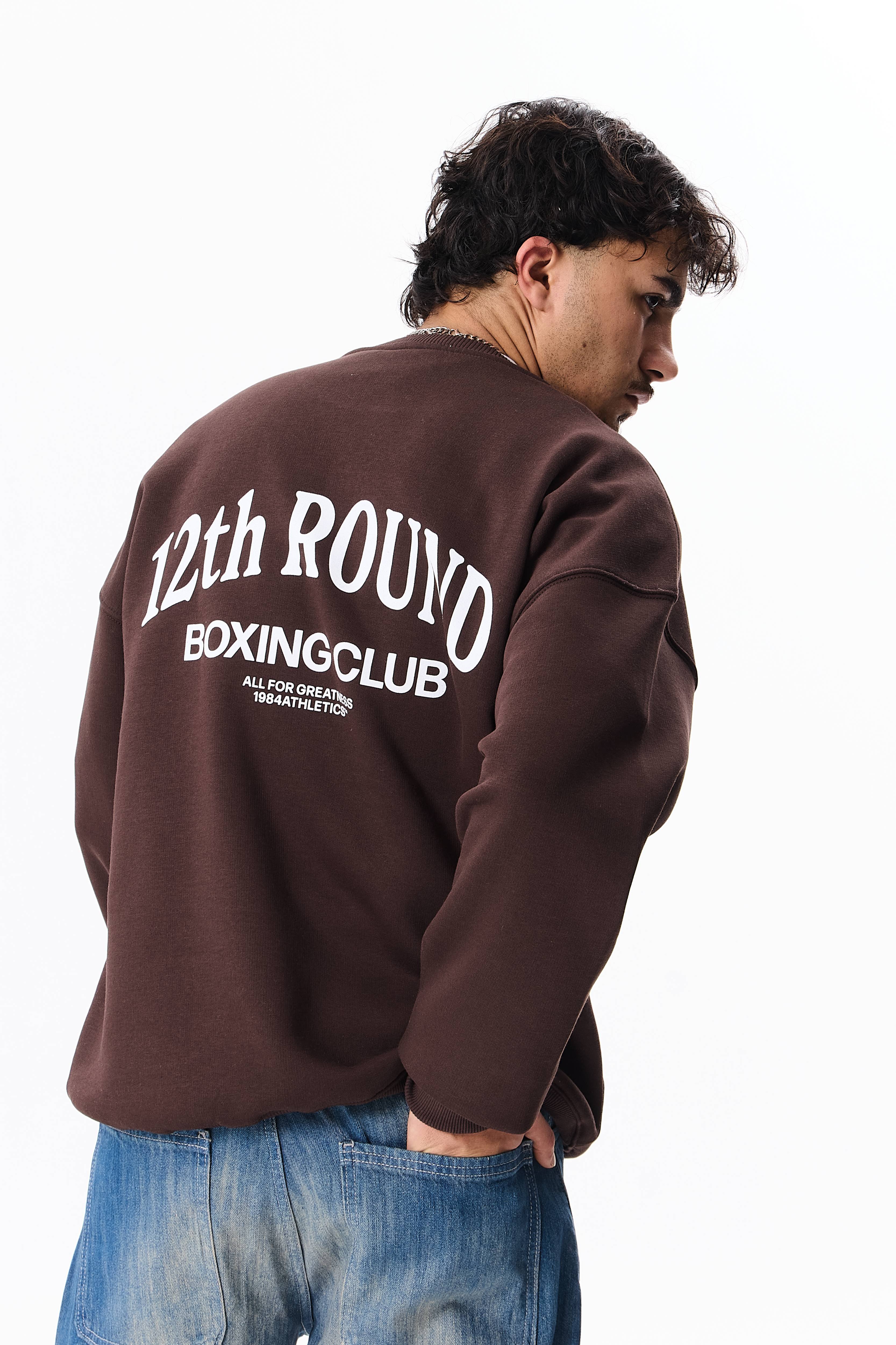 Boxing Club Baskılı Premium Oversize Sweatshirt