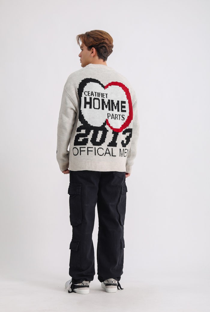 Homme 2013 Baskılı Krem Kazak