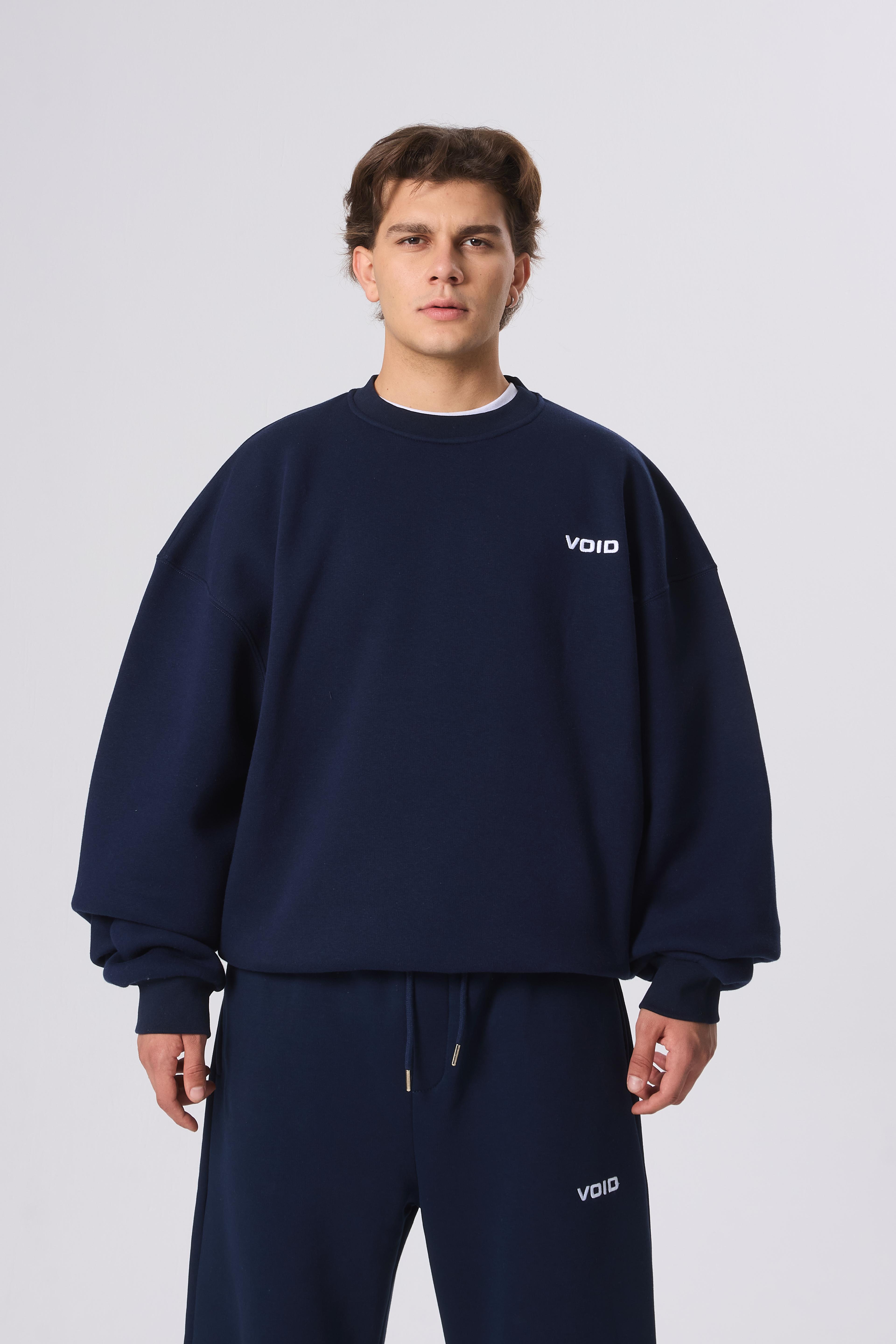 VOID Nakışlı Premium Oversize Sweatshirt - Lacivert