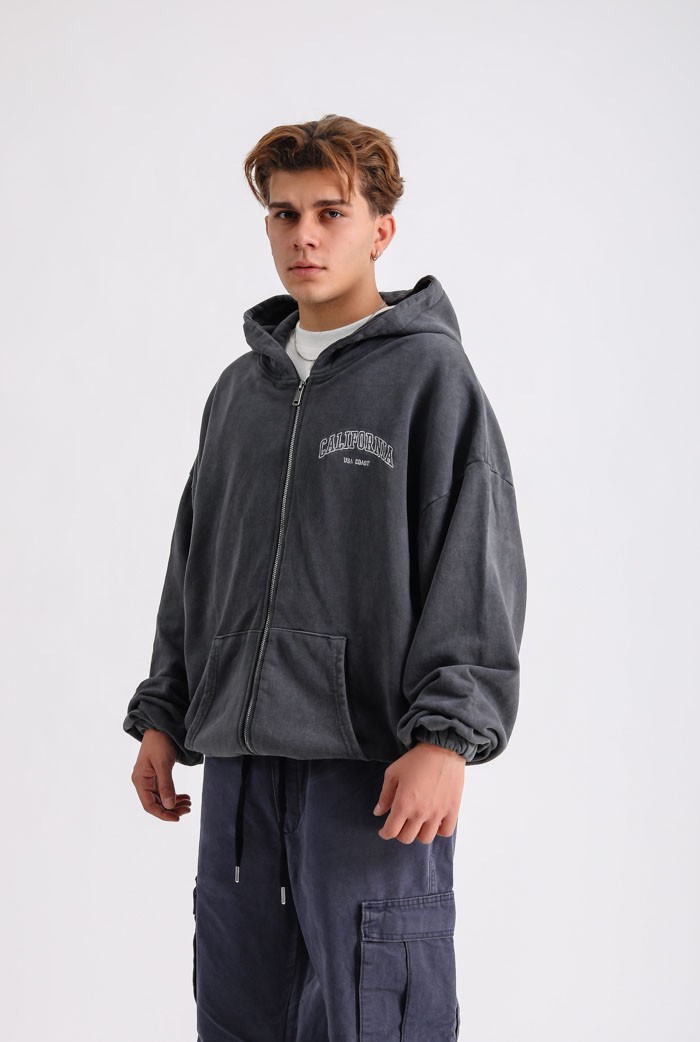 California Washed Premium Zip Oversize Hoodie