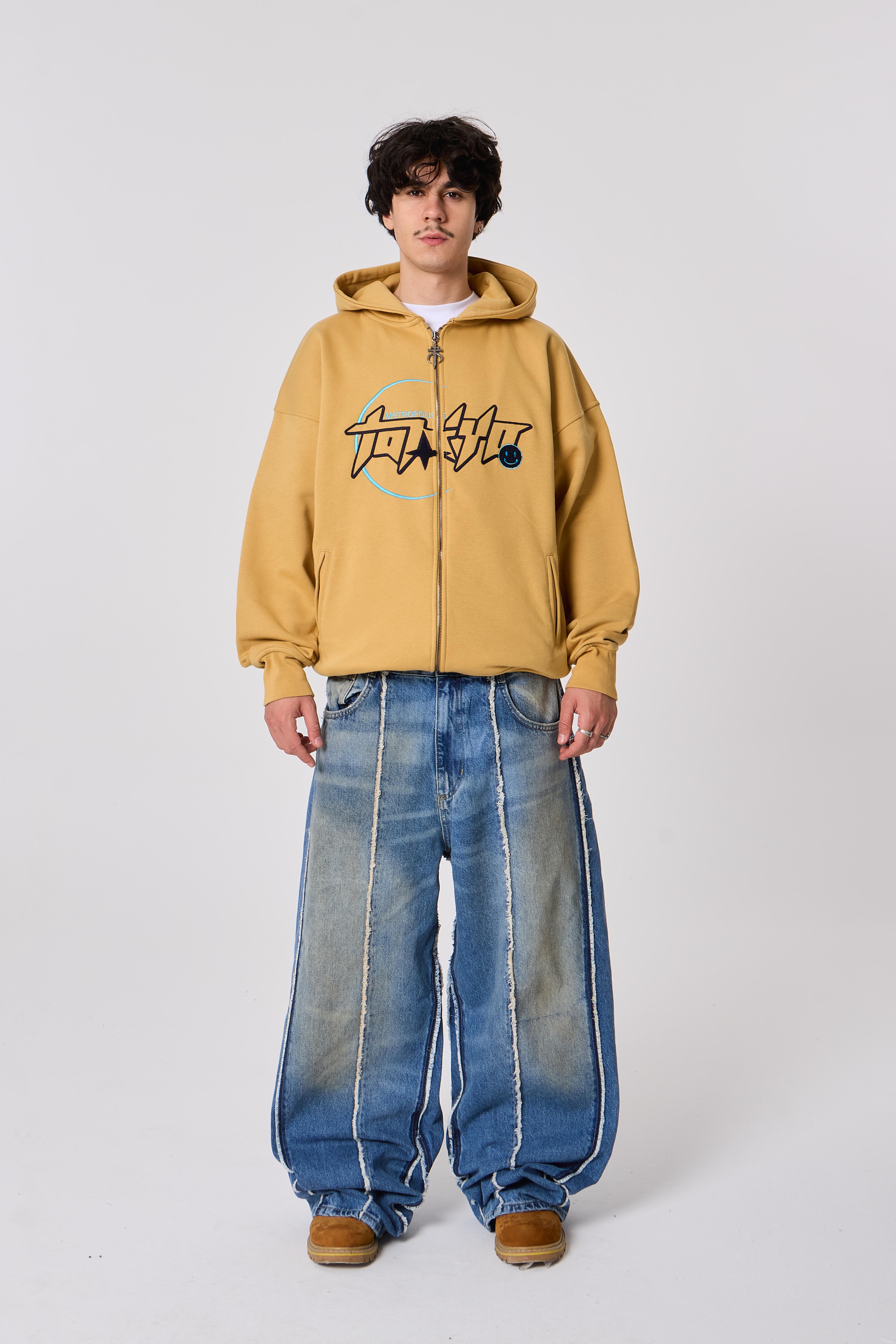 Tokyo Nakışlı Kapüşonlu Oversize Sweatshirt