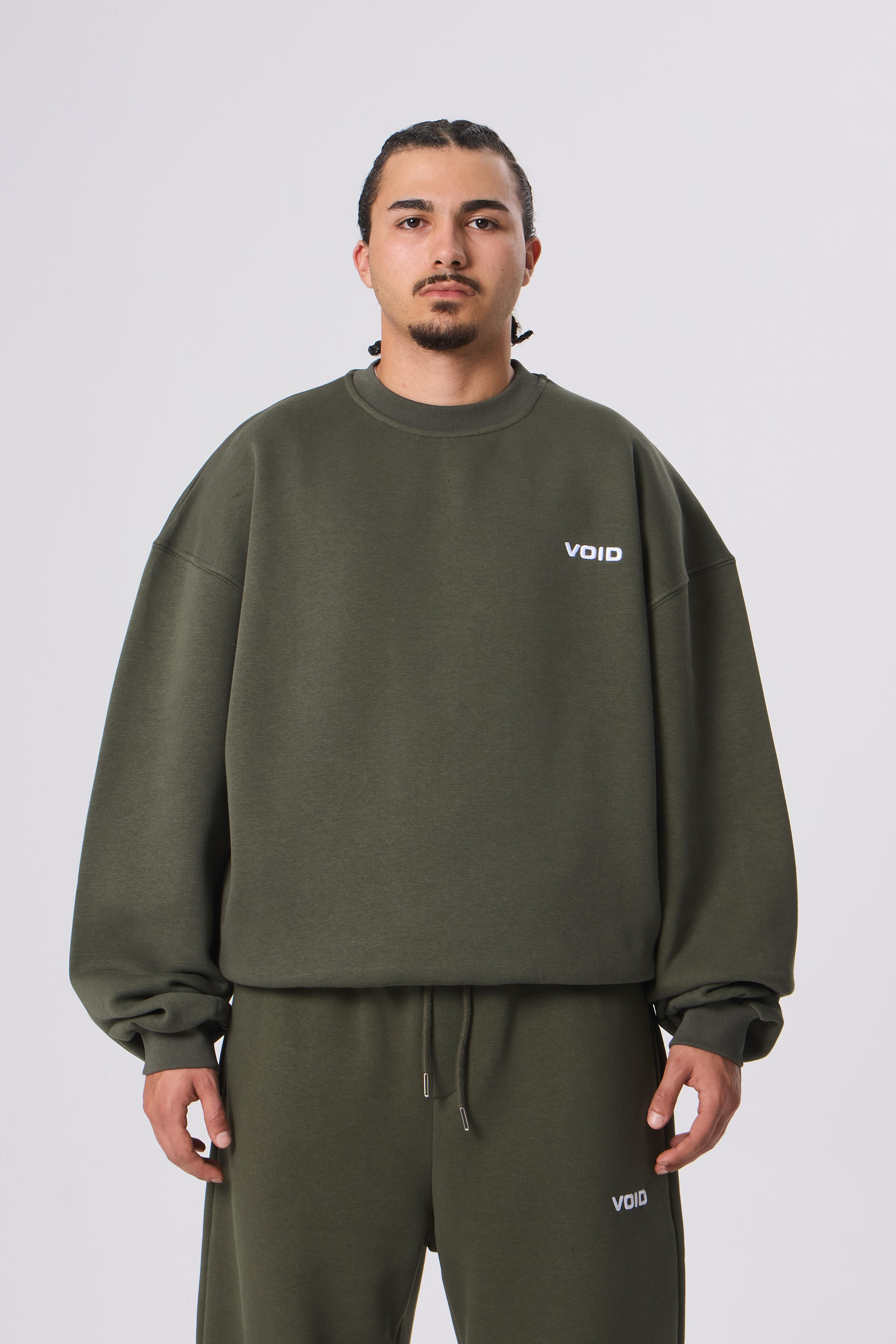 VOID Nakışlı Premium Oversize Sweatshirt - Haki